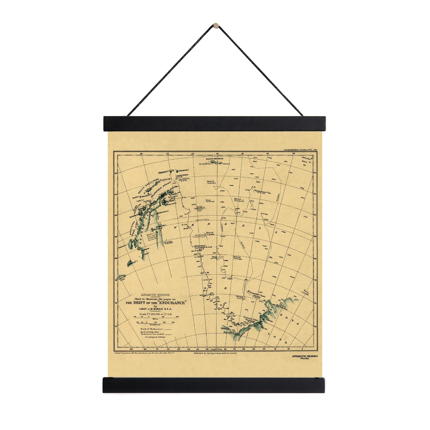 Ernest Shackleton Expedition Map Art Print | HMS Endurance | Antartica South Pole | Living Room Home Decor | Boat Ship Voyage Vintage Poster