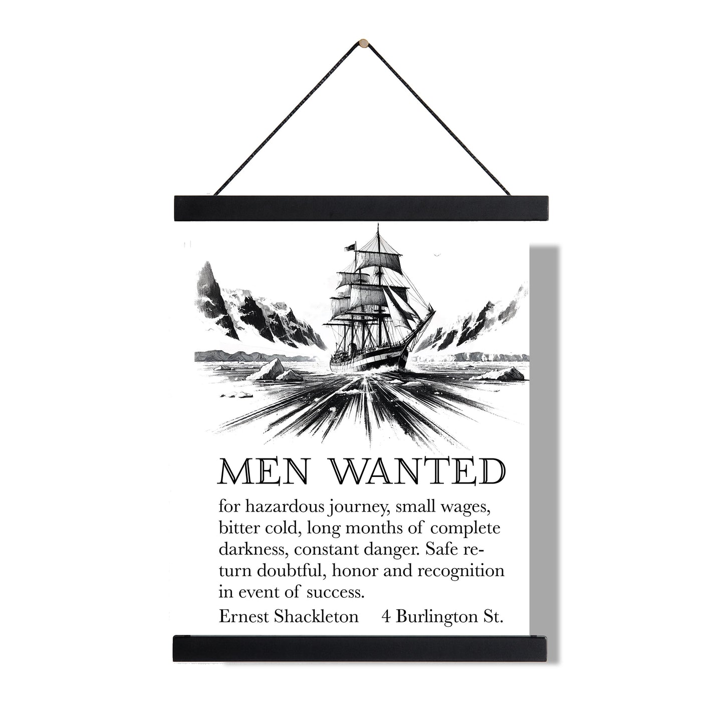 Ernest Shackleton Quote Art Print | Expedition Help Wanted Advertisement | Home Decor | Living Room | Antartica Sketch | Vintage Poster
