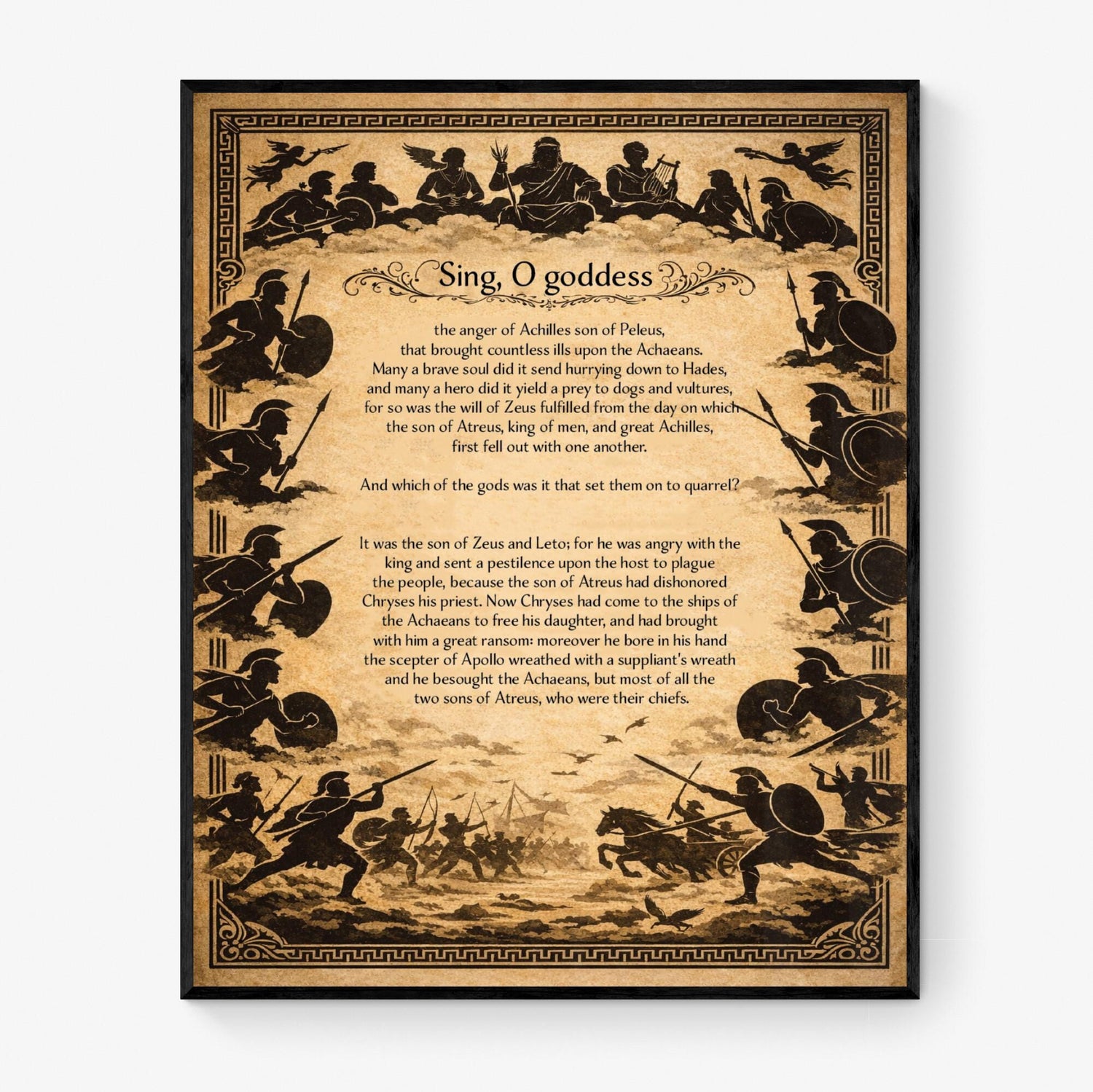 Iliad Art Print | Sing O Goddess The Anger Of Achilles | Homer Poem | Ancient Greece | Literary Home Decor | Poster