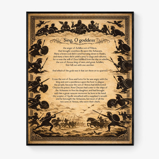 Iliad Art Print | Sing O Goddess The Anger Of Achilles | Homer Poem | Ancient Greece | Literary Home Decor | Poster