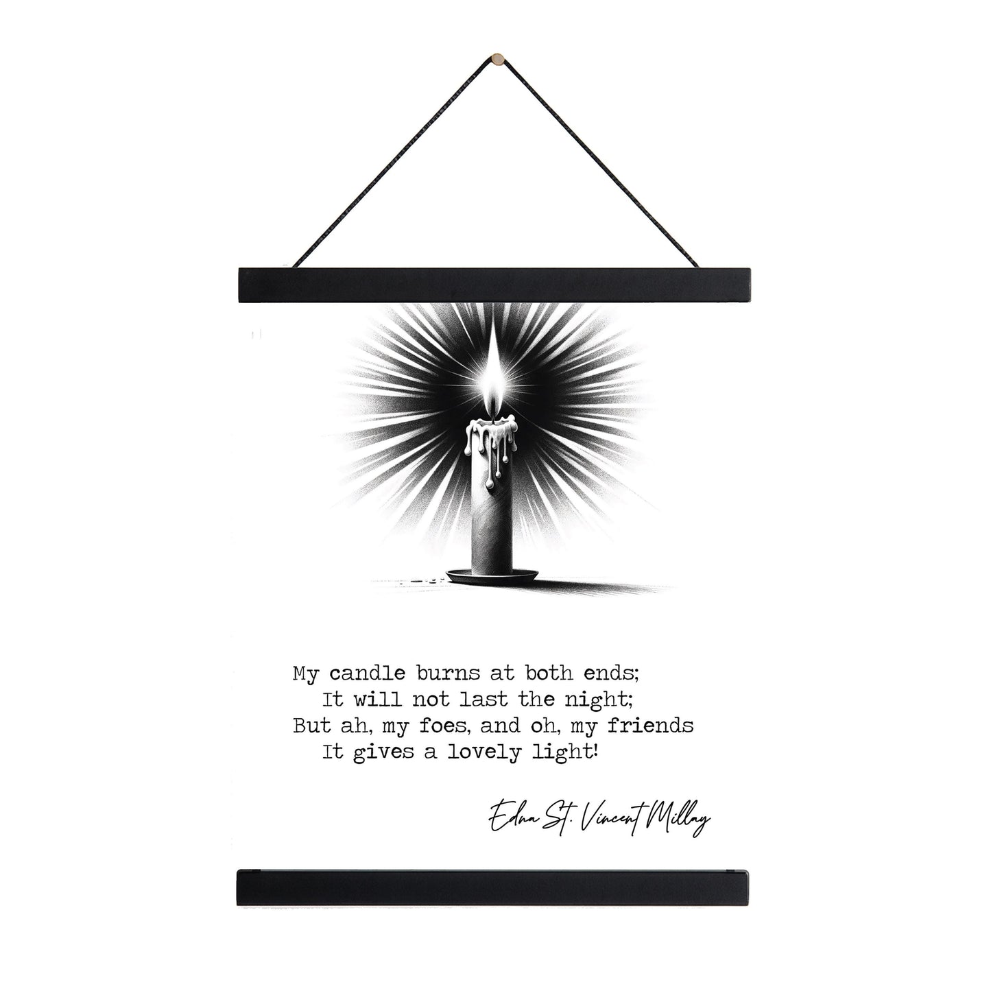 Edna St. Vincent Millay Quote Art Print | My Candle Burns at Both Ends | Literary Poetry Wall Art | Inspirational Typewriter Poem Poster