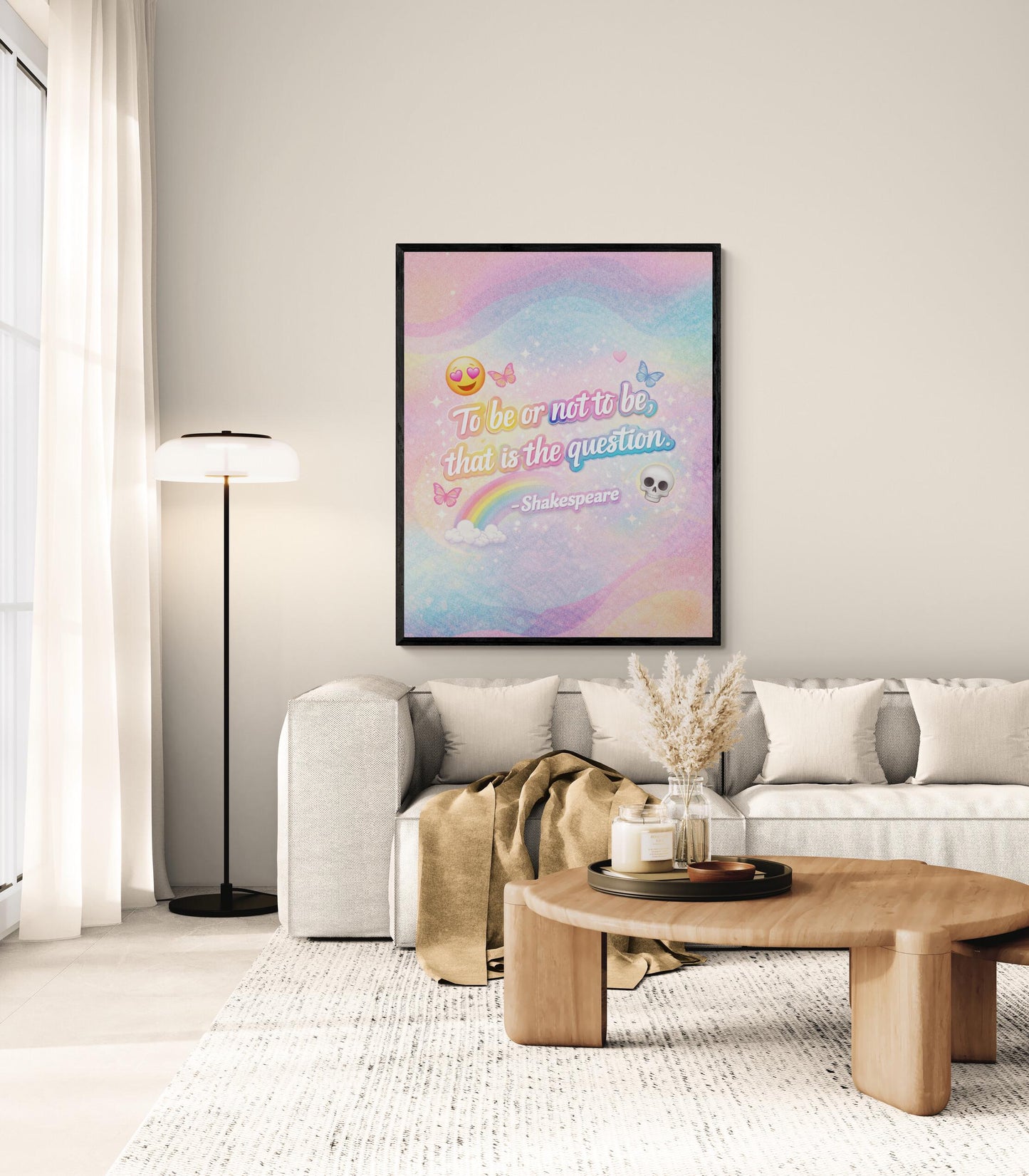 Shakespeare Art Print | To Be Or Not To Be | Literary Wall Artwork | Whimsical Home Decor | Rainbow Poster