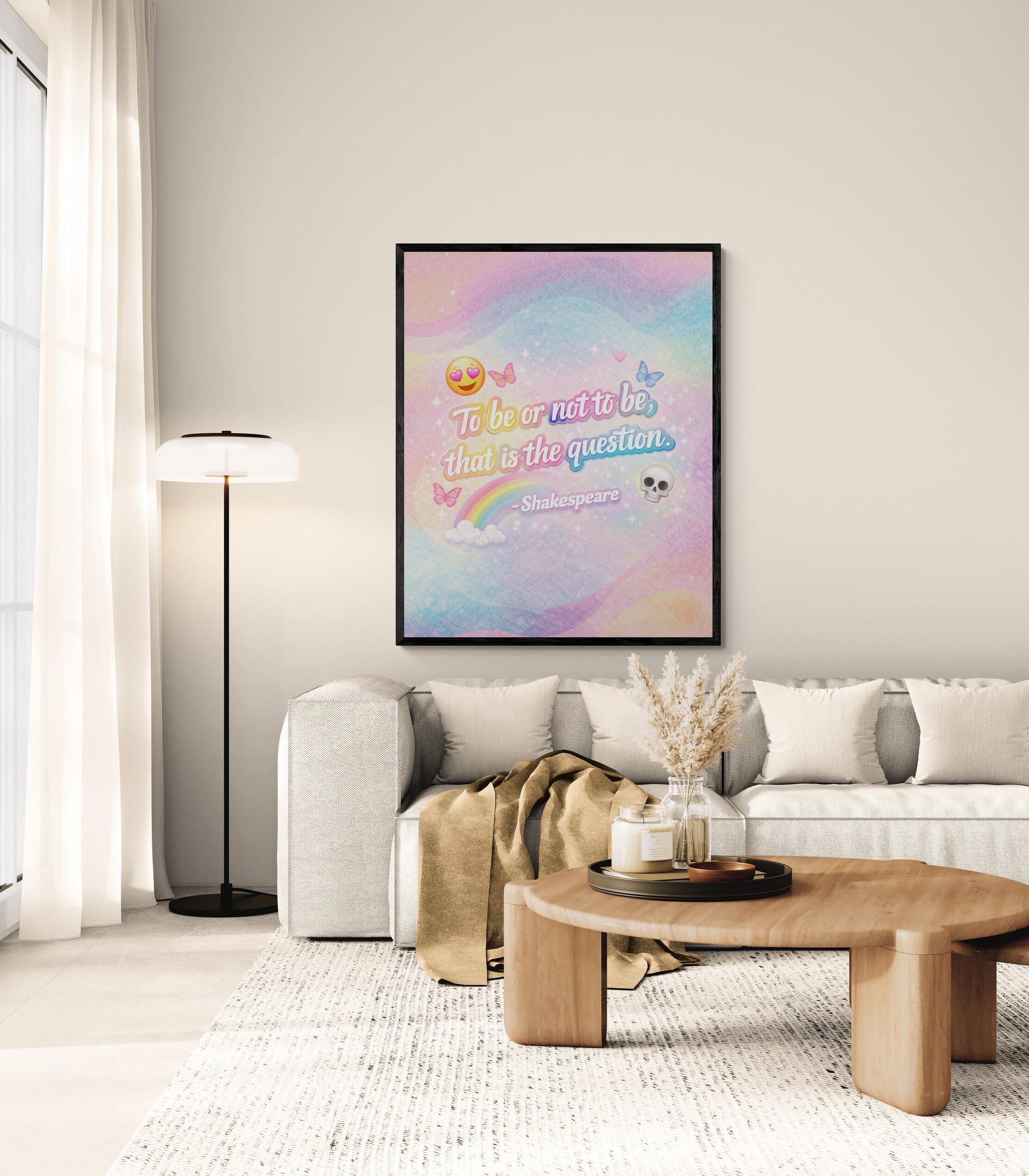 Shakespeare Art Print | To Be Or Not To Be | Literary Wall Artwork | Whimsical Home Decor | Rainbow Poster