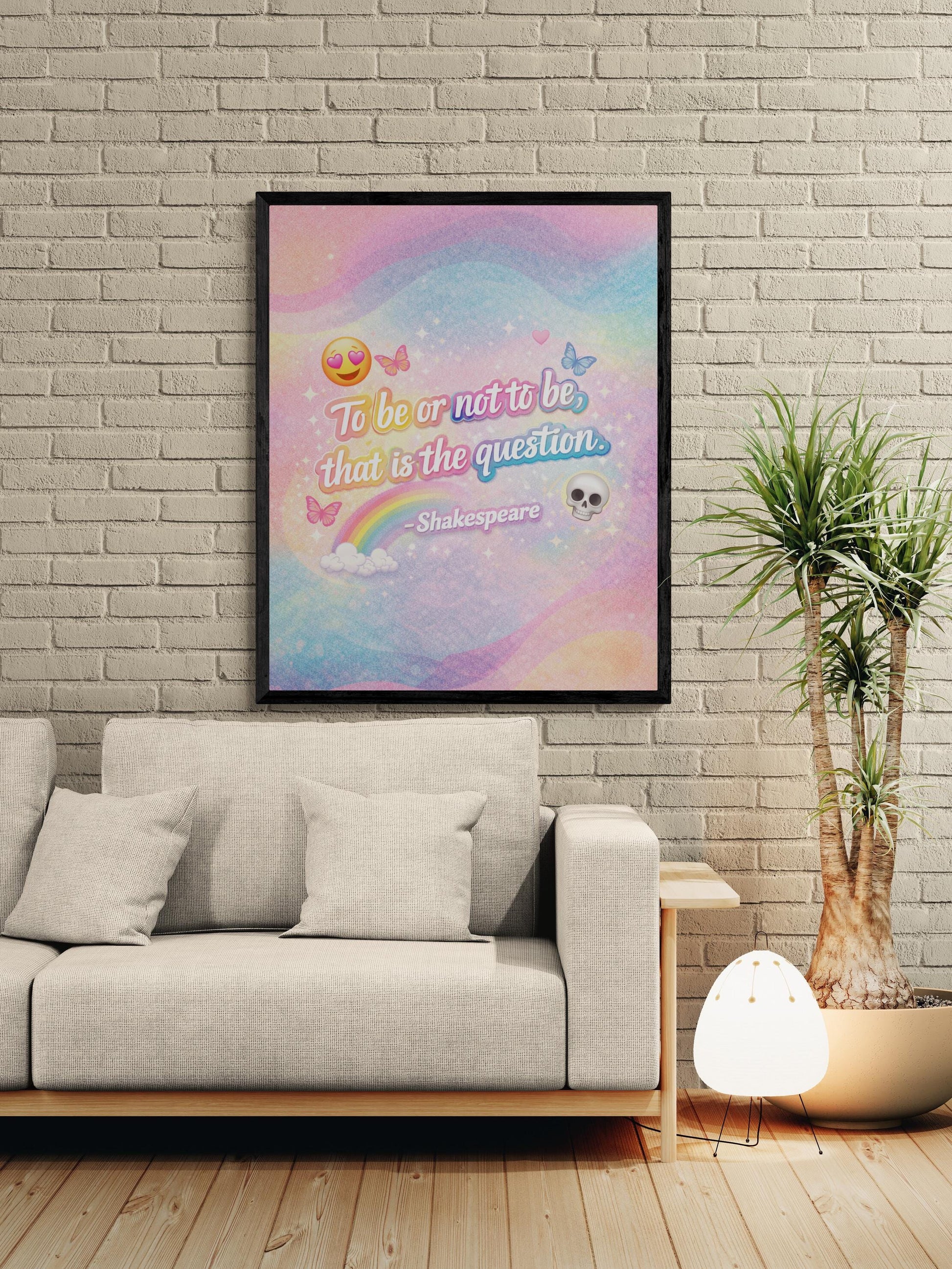 Shakespeare Art Print | To Be Or Not To Be | Literary Wall Artwork | Whimsical Home Decor | Rainbow Poster
