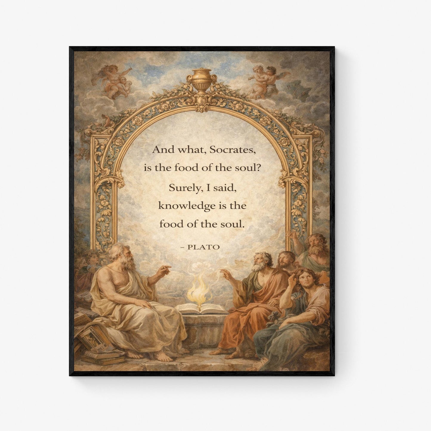 Plato Quote Art Print | Knowledge Is The Food Of The Soul | Inspirational Home Decor | Motivational Poster