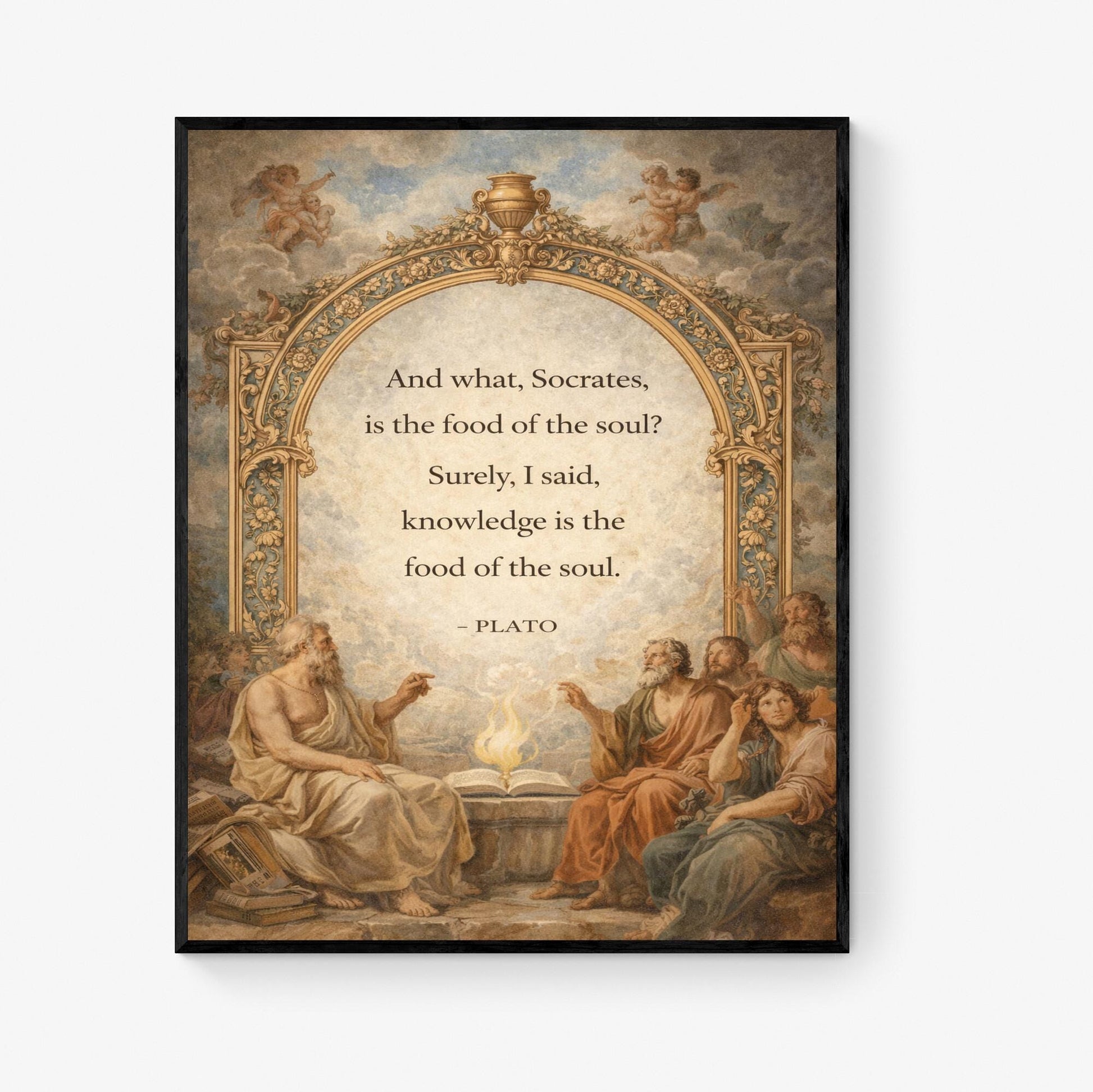 Plato Quote Art Print | Knowledge Is The Food Of The Soul | Inspirational Home Decor | Motivational Poster