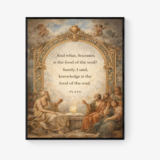 Plato Quote Art Print | Knowledge Is The Food Of The Soul | Inspirational Home Decor | Motivational Poster