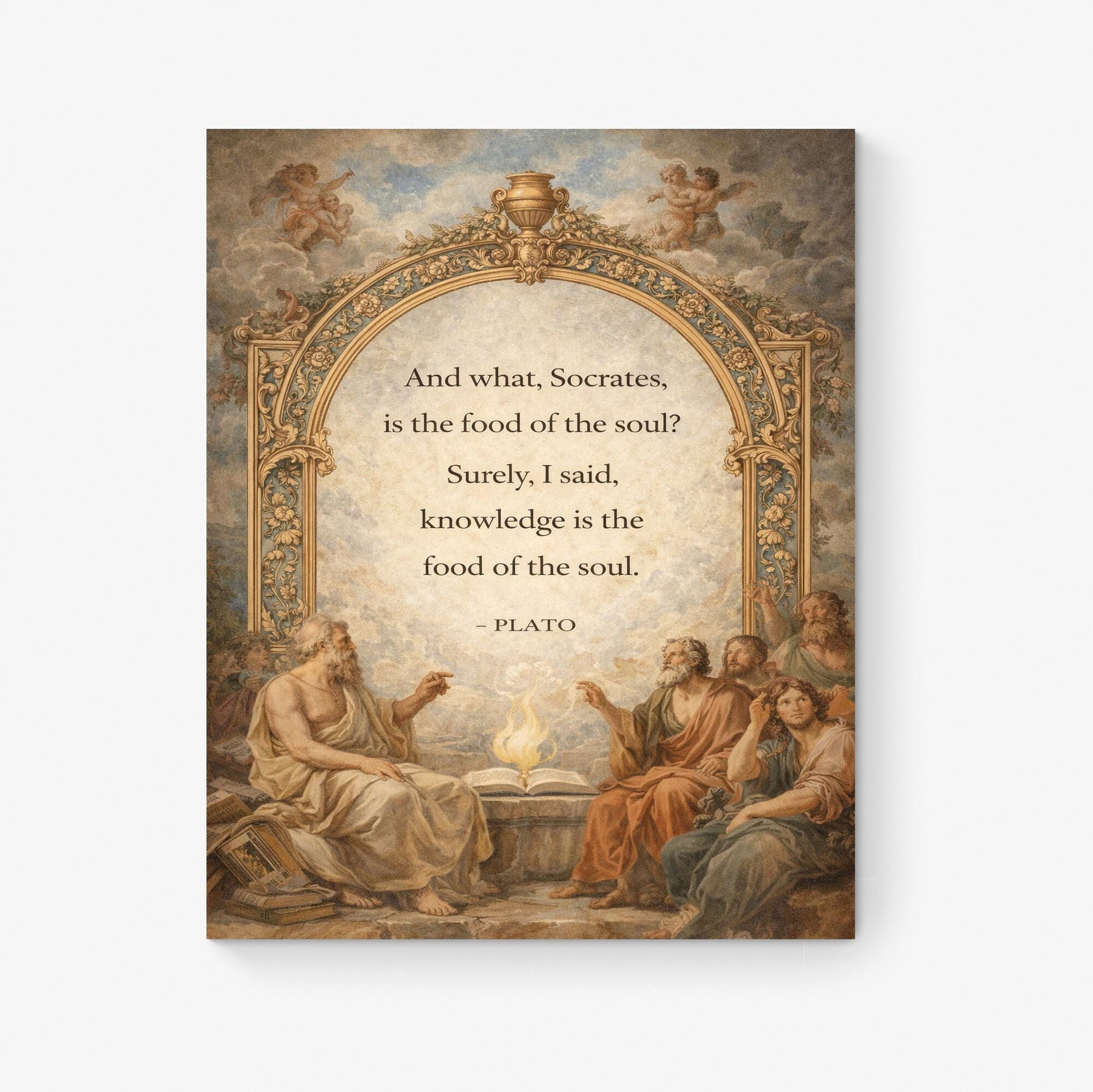 Plato Quote Art Print | Knowledge Is The Food Of The Soul | Inspirational Home Decor | Motivational Poster