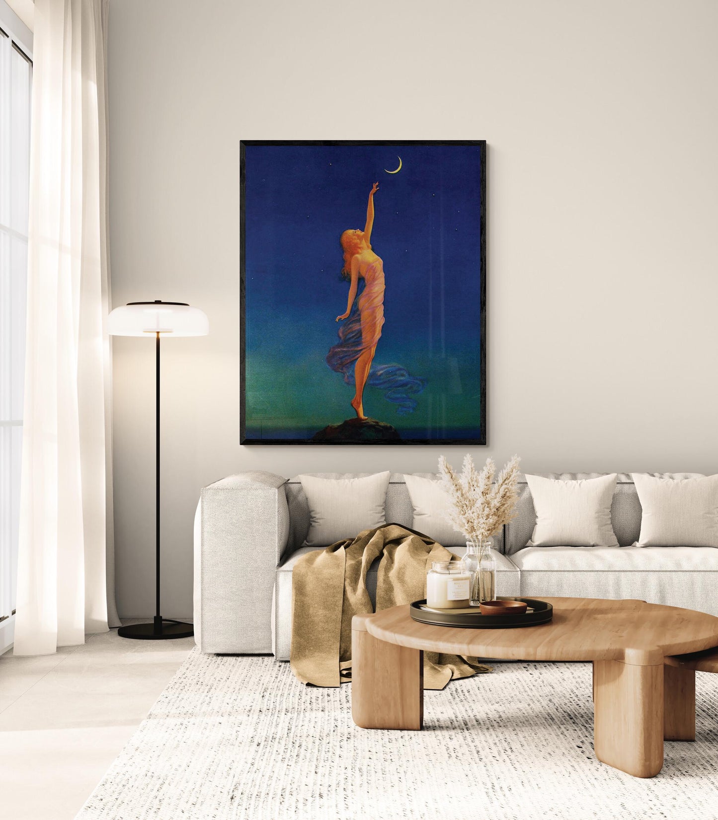 Eggleston Painting Art Print | Reaching For The Moon | Edward Mason Eggleston | Vintage Home Decor | Art Deco Moon | Reproduction Poster