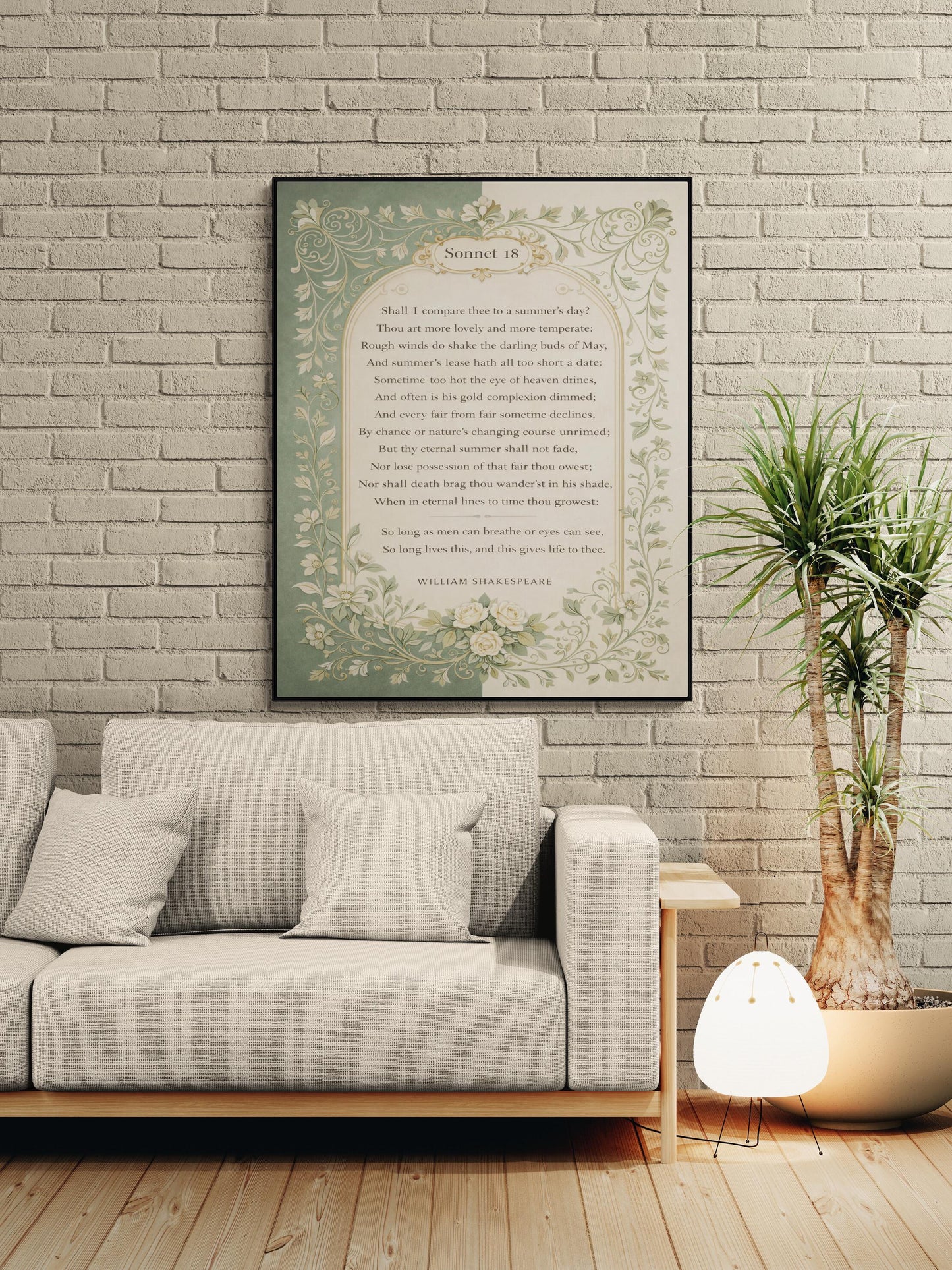 Shakespeare Sonnet 18 Quote Art Print | Shall I Compare Thee | Classic Literary Wall Artwork | Home Decor | William Morris Poster