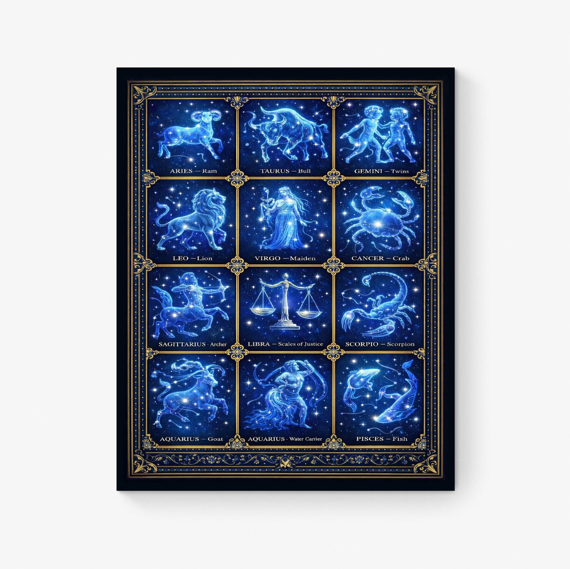 Zodiac Constellations Art Print | Astrology Home Decor | Inspirational | Space Astronomy | Poster