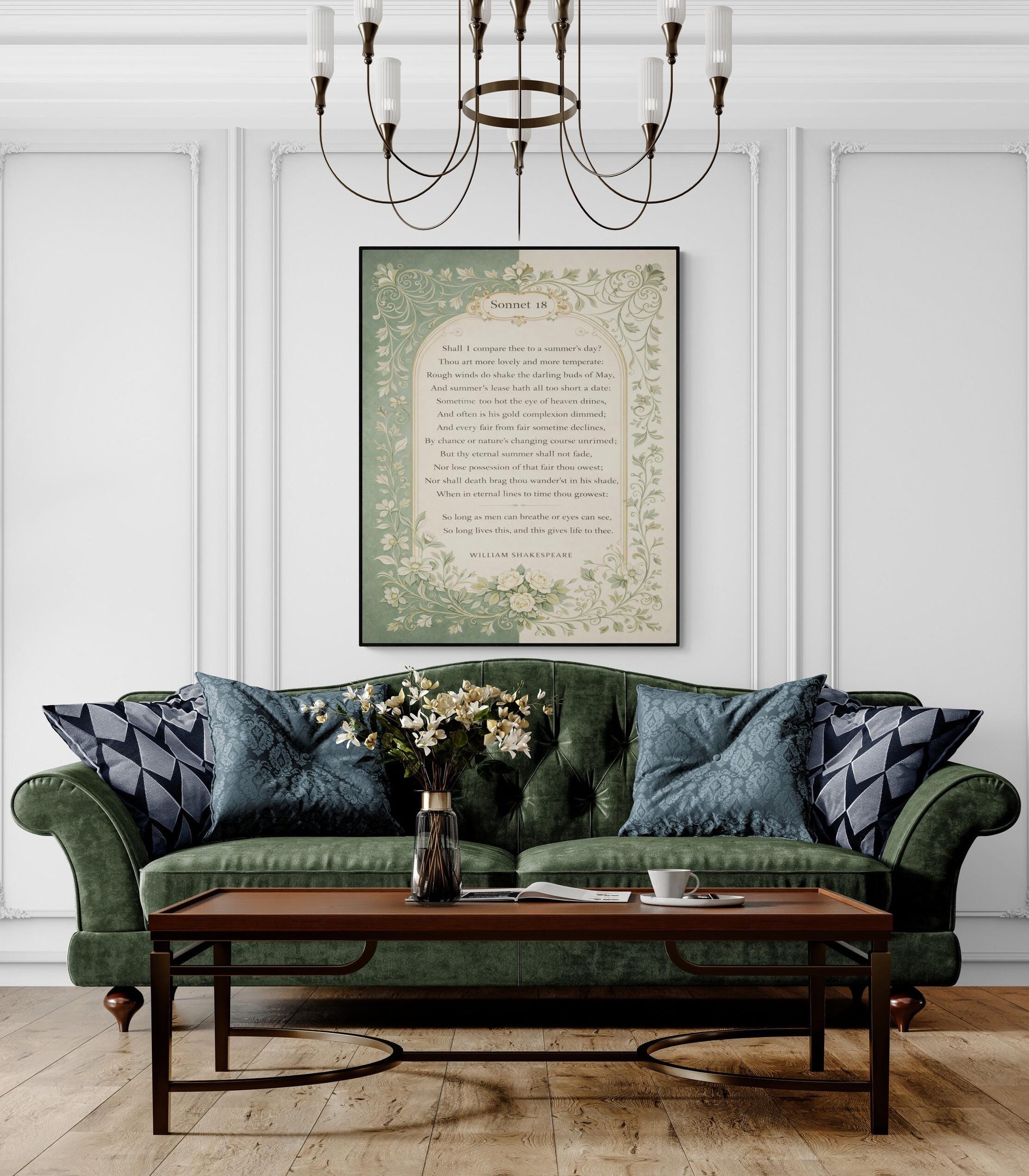 Shakespeare Sonnet 18 Quote Art Print | Shall I Compare Thee | Classic Literary Wall Artwork | Home Decor | William Morris Poster