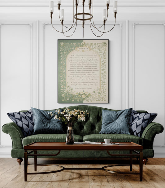 Shakespeare Sonnet 18 Quote Art Print | Shall I Compare Thee | Classic Literary Wall Artwork | Home Decor | William Morris Poster
