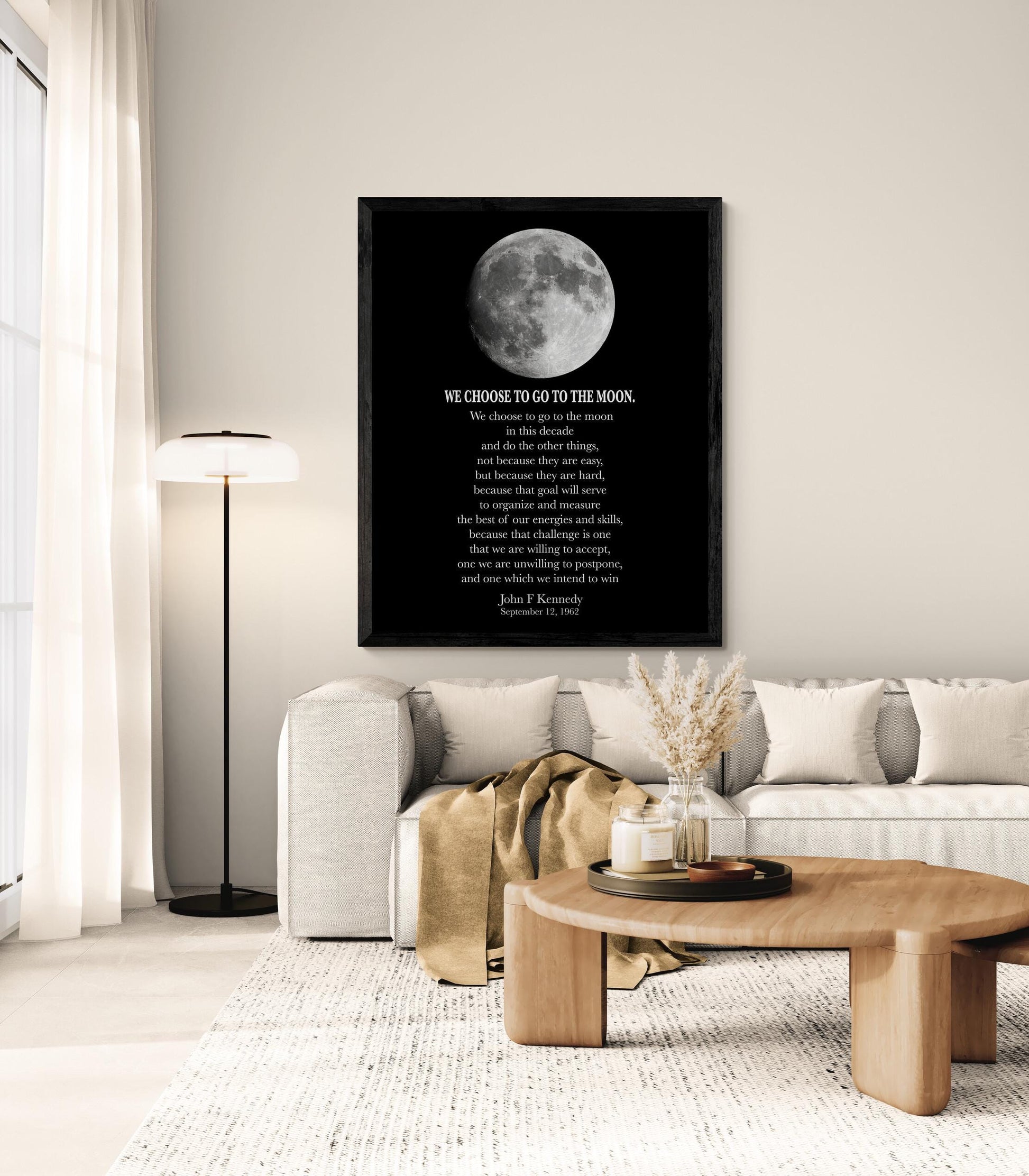 JFK Quote Art Print | We Choose To Go To The Moon | Modern Minimalist Art | Inspirational Print | Home Decor | Space Exploration | Poster