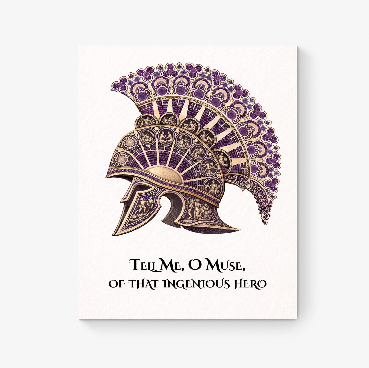 Odyssey Art Print | Tell Me O Muse Of That Ingenious hero | Homer Poem | Ancient Greek Helmet | Literary Home Decor | Classical Poster
