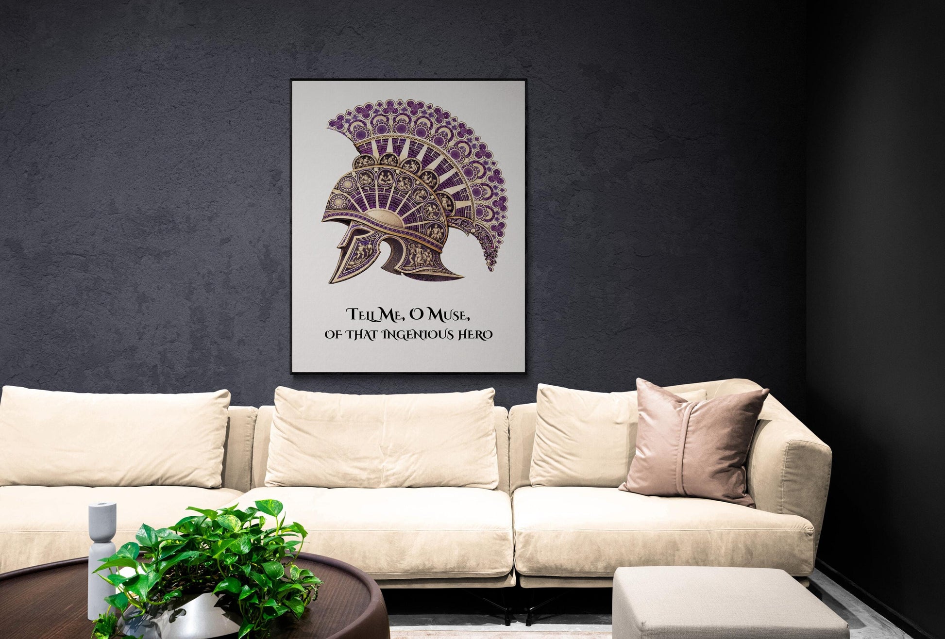Odyssey Art Print | Tell Me O Muse Of That Ingenious hero | Homer Poem | Ancient Greek Helmet | Literary Home Decor | Classical Poster