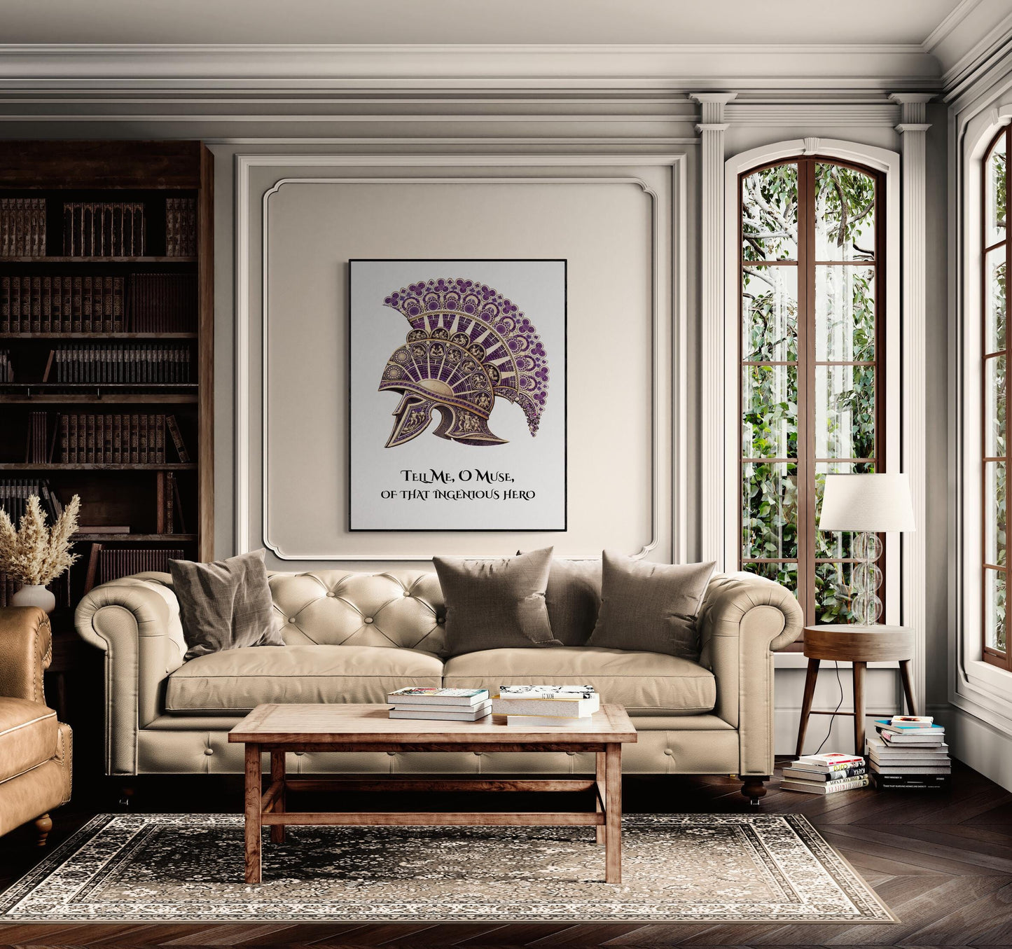 Odyssey Art Print | Tell Me O Muse Of That Ingenious hero | Homer Poem | Ancient Greek Helmet | Literary Home Decor | Classical Poster