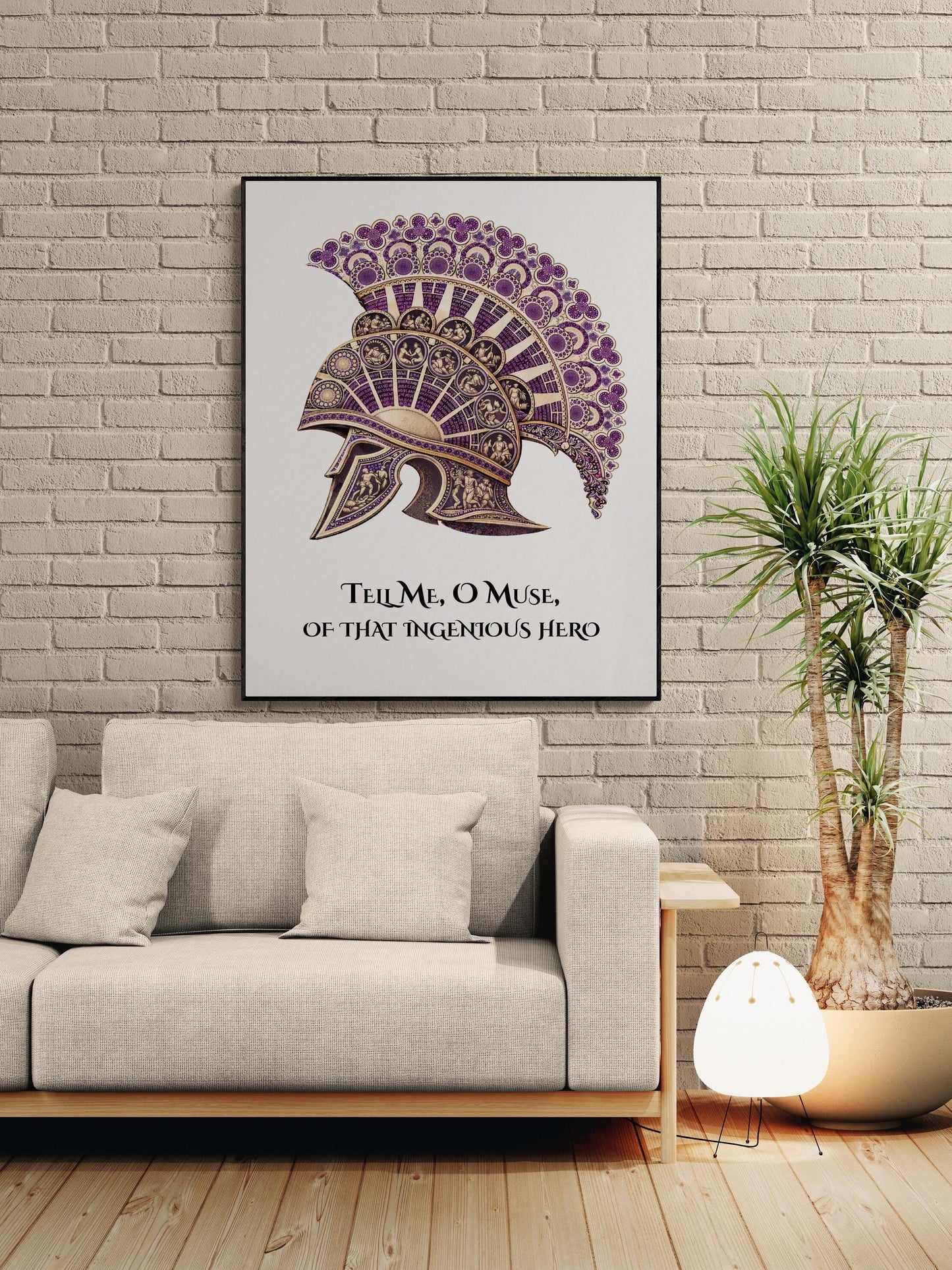 Odyssey Art Print | Tell Me O Muse Of That Ingenious hero | Homer Poem | Ancient Greek Helmet | Literary Home Decor | Classical Poster