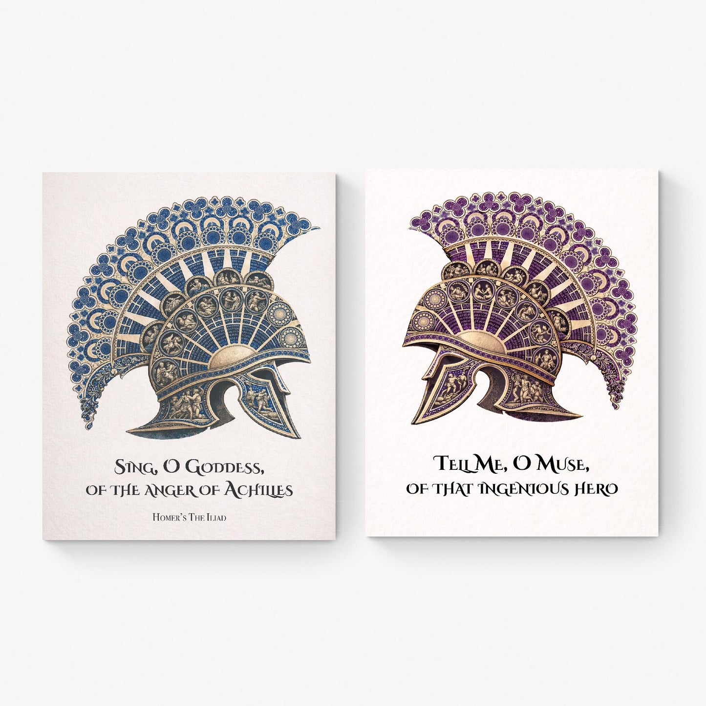 Iliad And Odyssey Art Print | Sing O Goddess | Tell Me O Muse | Homer Poem | Literary Home Decor | Classical Set of 2 Posters