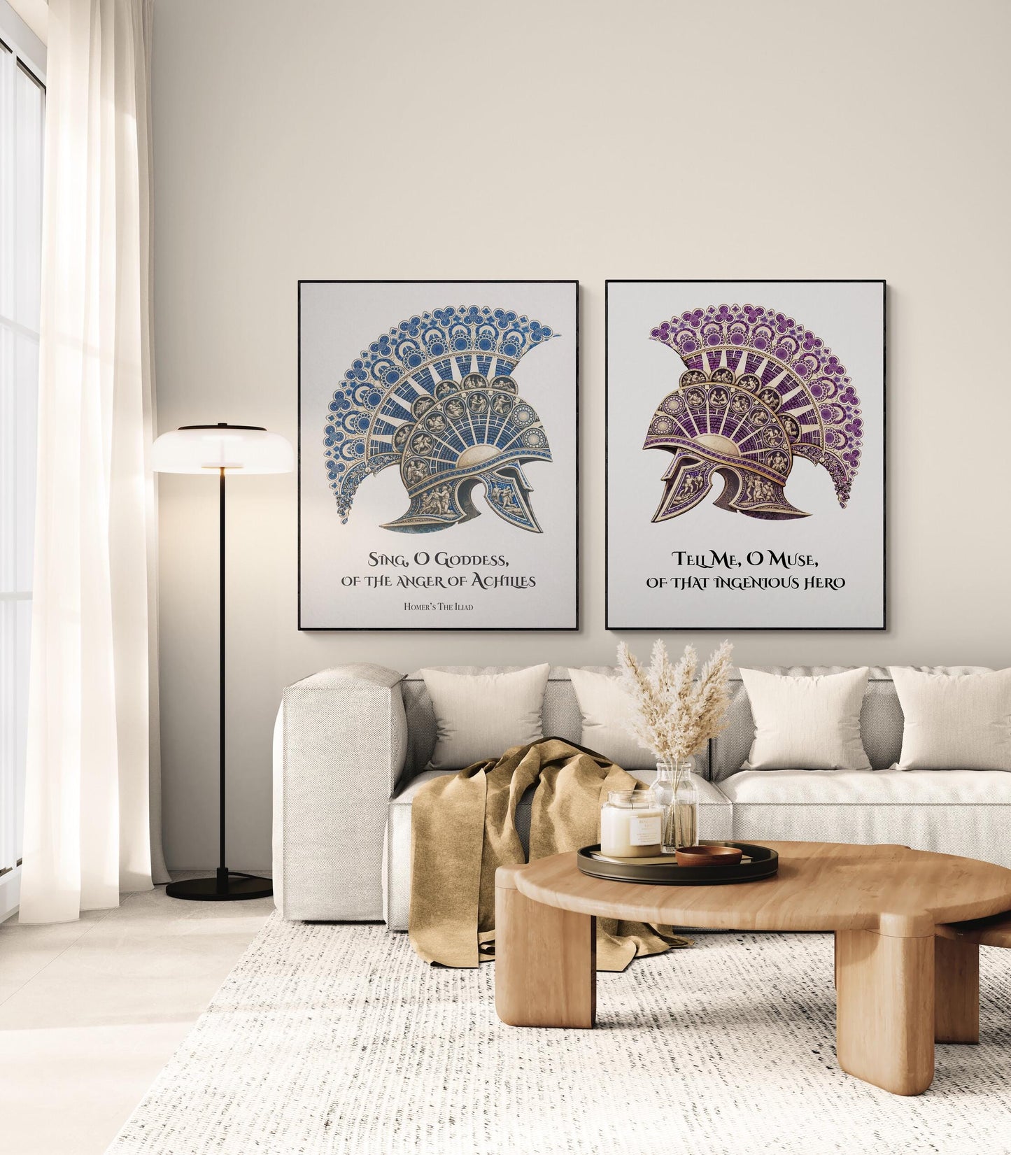 Iliad And Odyssey Art Print | Sing O Goddess | Tell Me O Muse | Homer Poem | Literary Home Decor | Classical Set of 2 Posters
