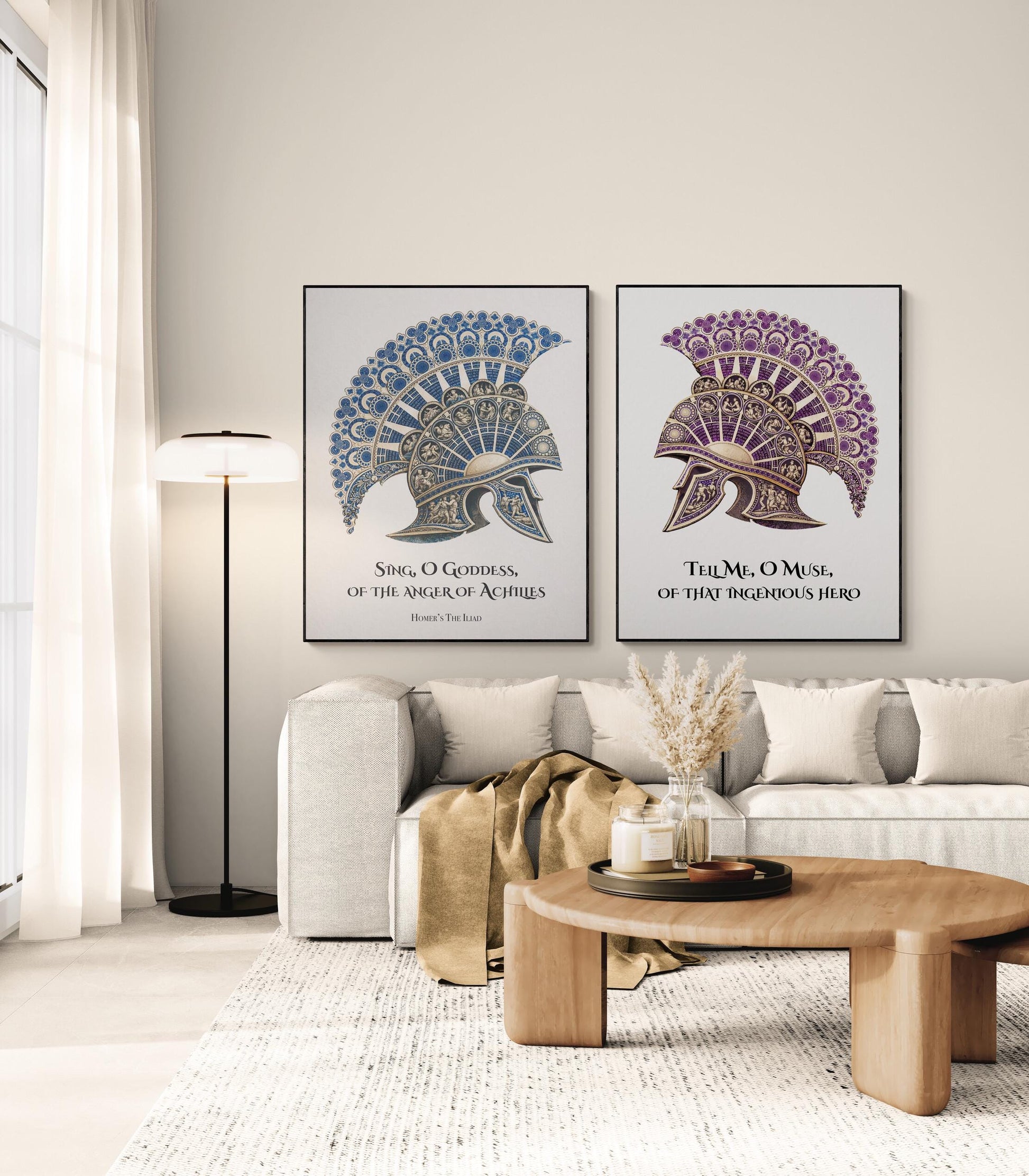 Iliad And Odyssey Art Print | Sing O Goddess | Tell Me O Muse | Homer Poem | Literary Home Decor | Classical Set of 2 Posters