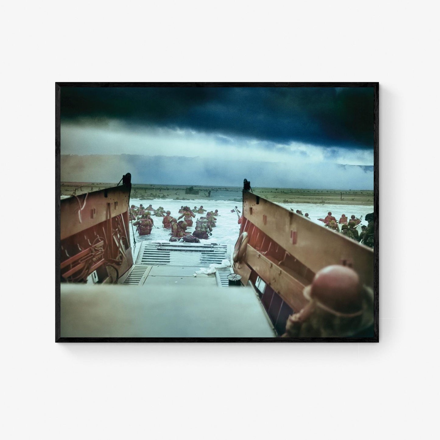 WW2 Art Print Into The Jaws of Death | Omaha Beach | D-Day | Operation Overlord | Dwight Eisenhower | World War 2 | Colorized