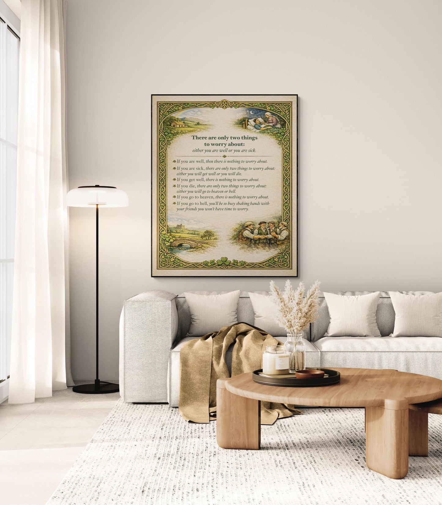 Irish Proverb Art Print | Two Things To Worry About | Celtic Home Decor | Inspirational | Motivational Literary Poster