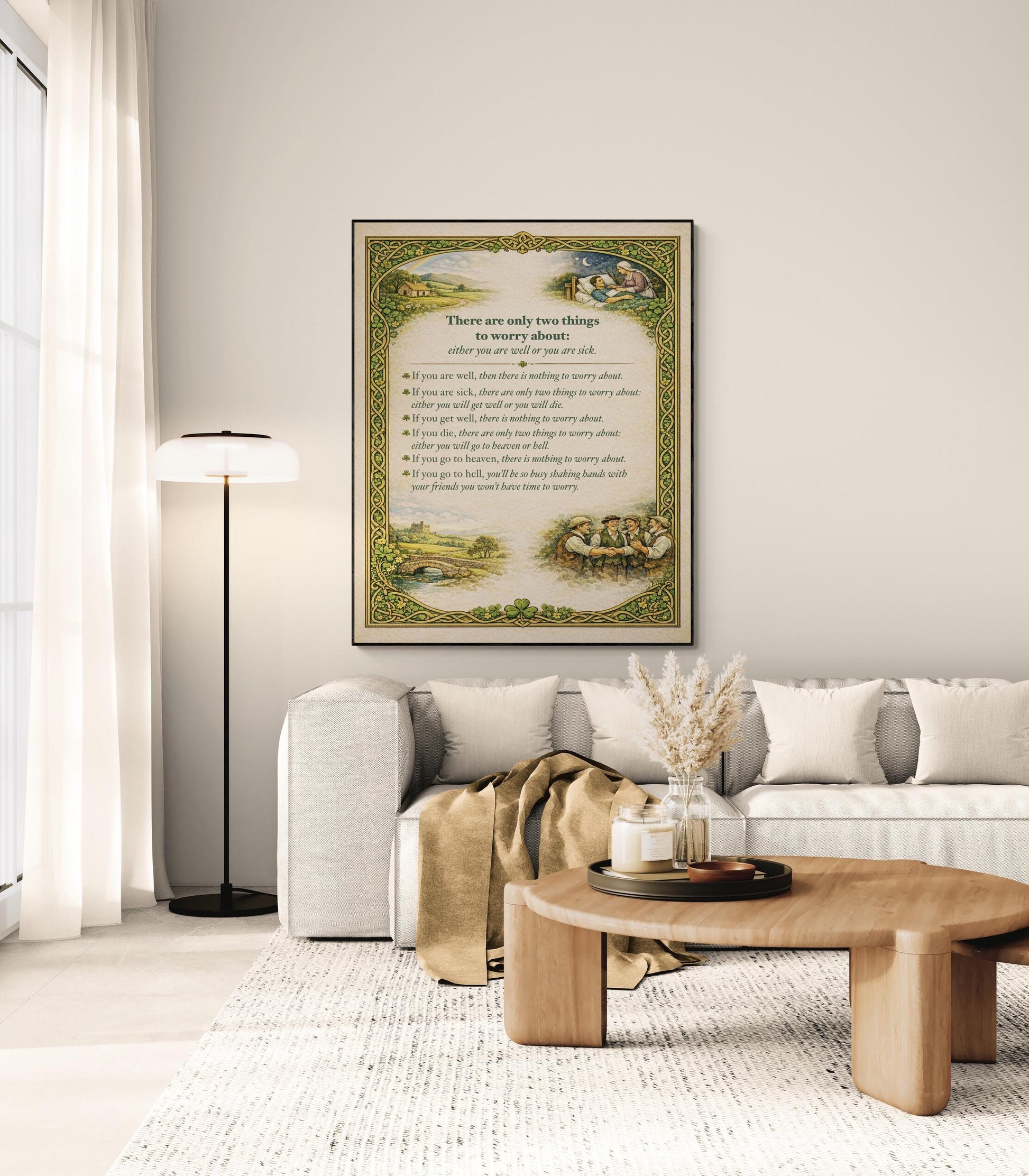 Irish Proverb Art Print | Two Things To Worry About | Celtic Home Decor | Inspirational | Motivational Literary Poster