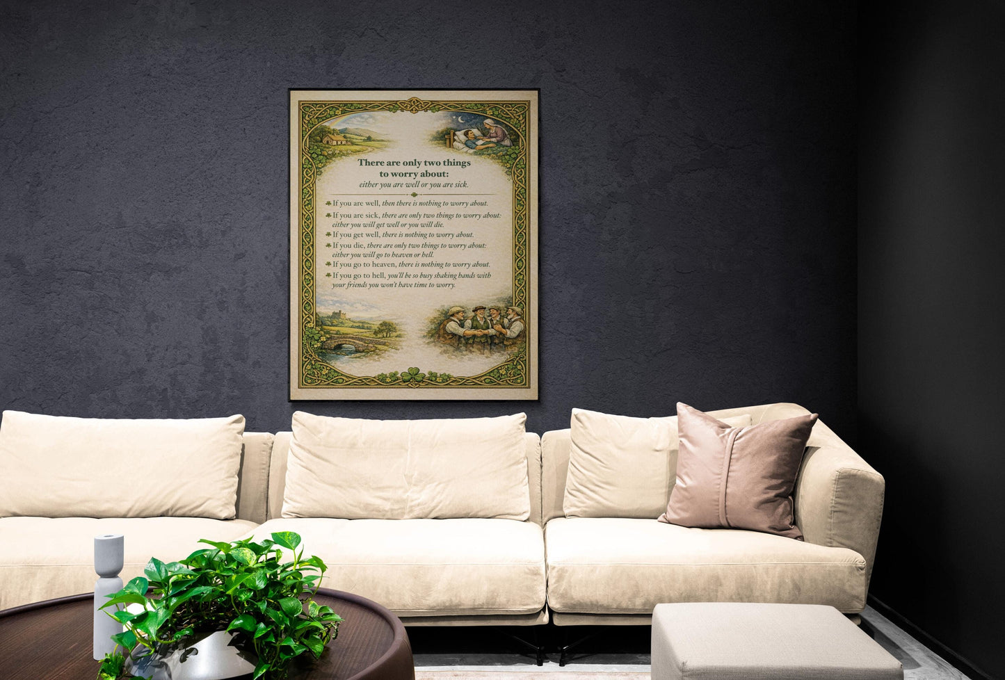 Irish Proverb Art Print | Two Things To Worry About | Celtic Home Decor | Inspirational | Motivational Literary Poster