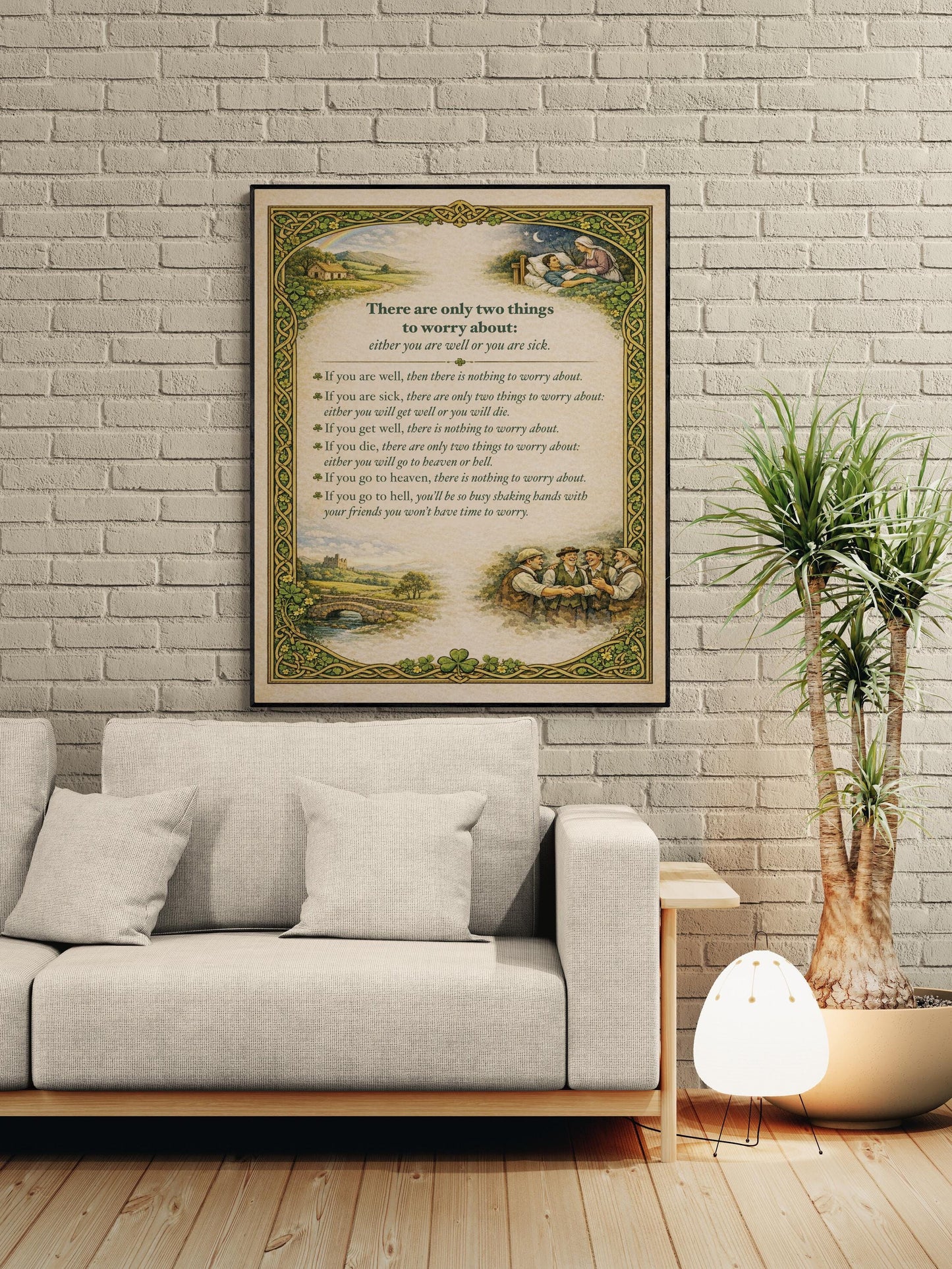 Irish Proverb Art Print | Two Things To Worry About | Celtic Home Decor | Inspirational | Motivational Literary Poster