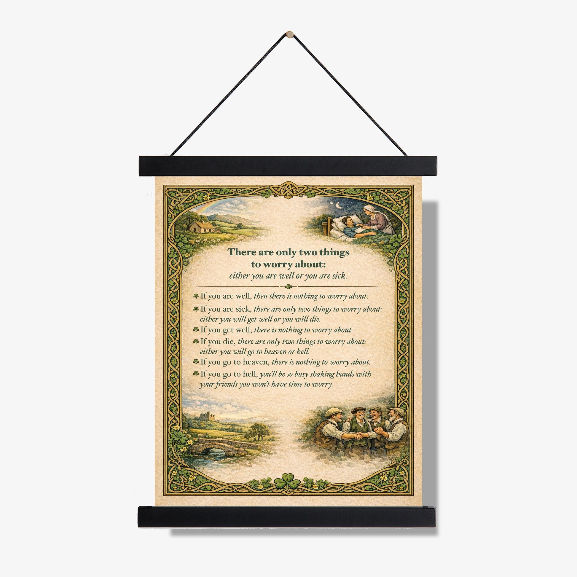 Irish Proverb Art Print | Two Things To Worry About | Celtic Home Decor | Inspirational | Motivational Literary Poster