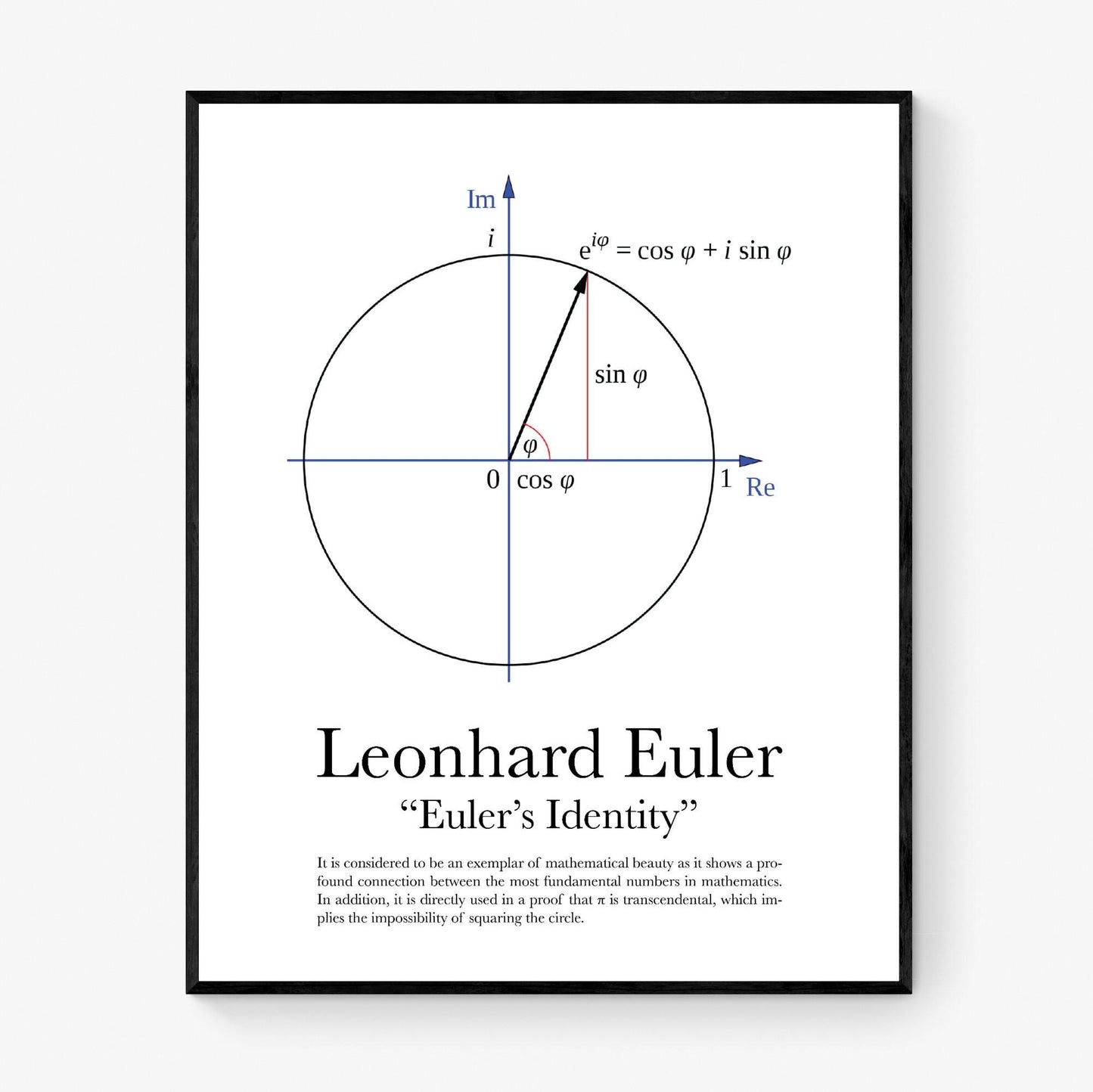 Euler’s Identity Math Art Print | Leonhard Euler Wall Art | Mathematical Beauty Equation | STEM Classroom | Home Decor | Poster