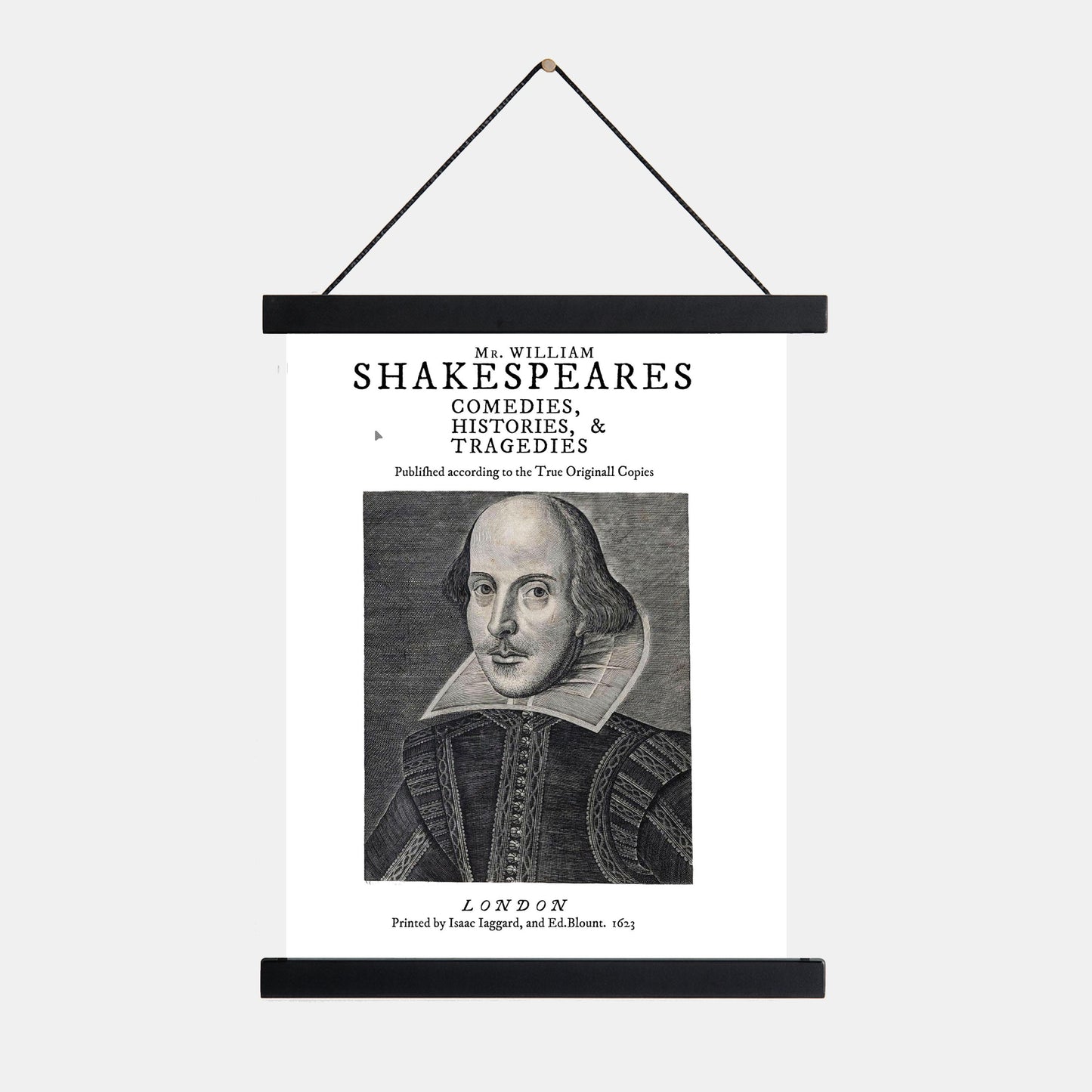 Shakespeare First Folio Art Print | 1623 Title Page Reproduction | Vintage Literary Wall Art | Living Room | Antique Book Page Poster