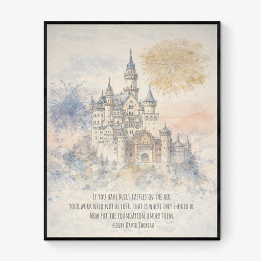 Thoreau Quote Art Print | Castles In The Air | Dreamers | Literary Book | Inspirational | Motivational Poster