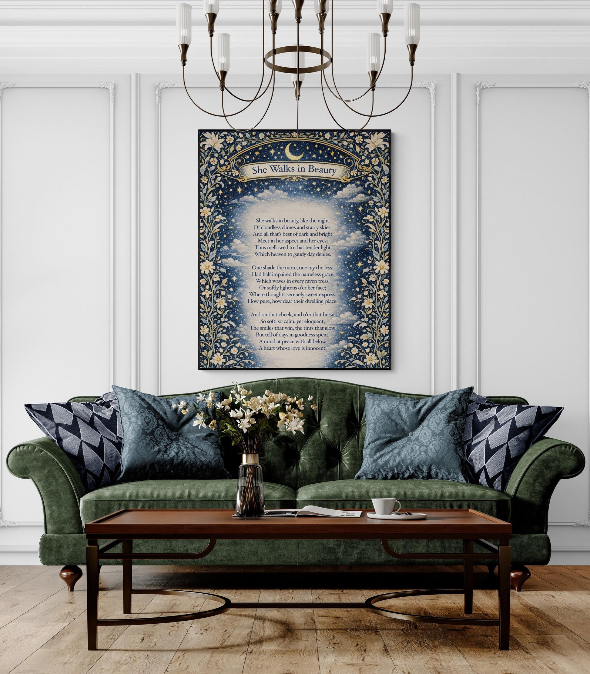 She Walks In Beauty Art Print | Home Decor | Lord Byron | Literary | Poetry | Wall Poster