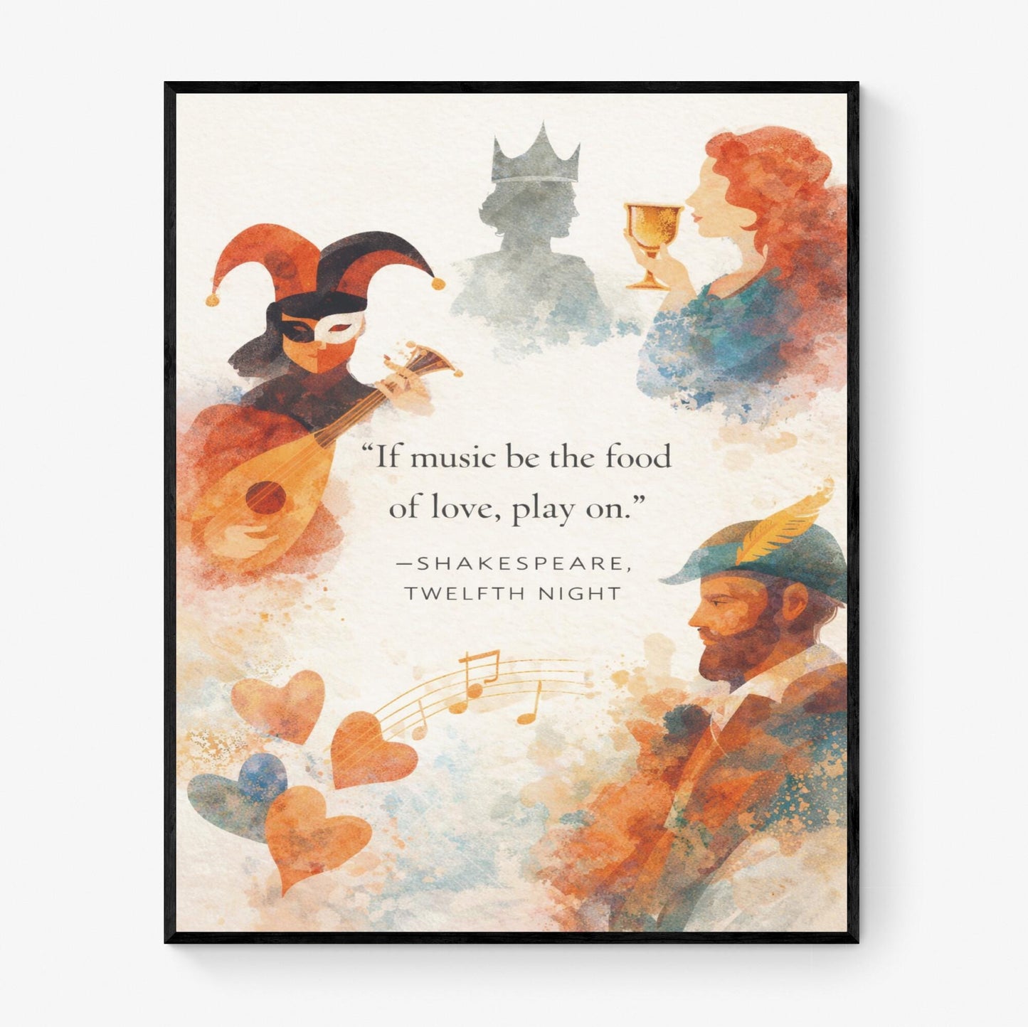 William Shakespeare Quote Art Print | If Music Be The Food Of Love | Classic Literary Wall Artwork | Home Decor | William Morris Poster