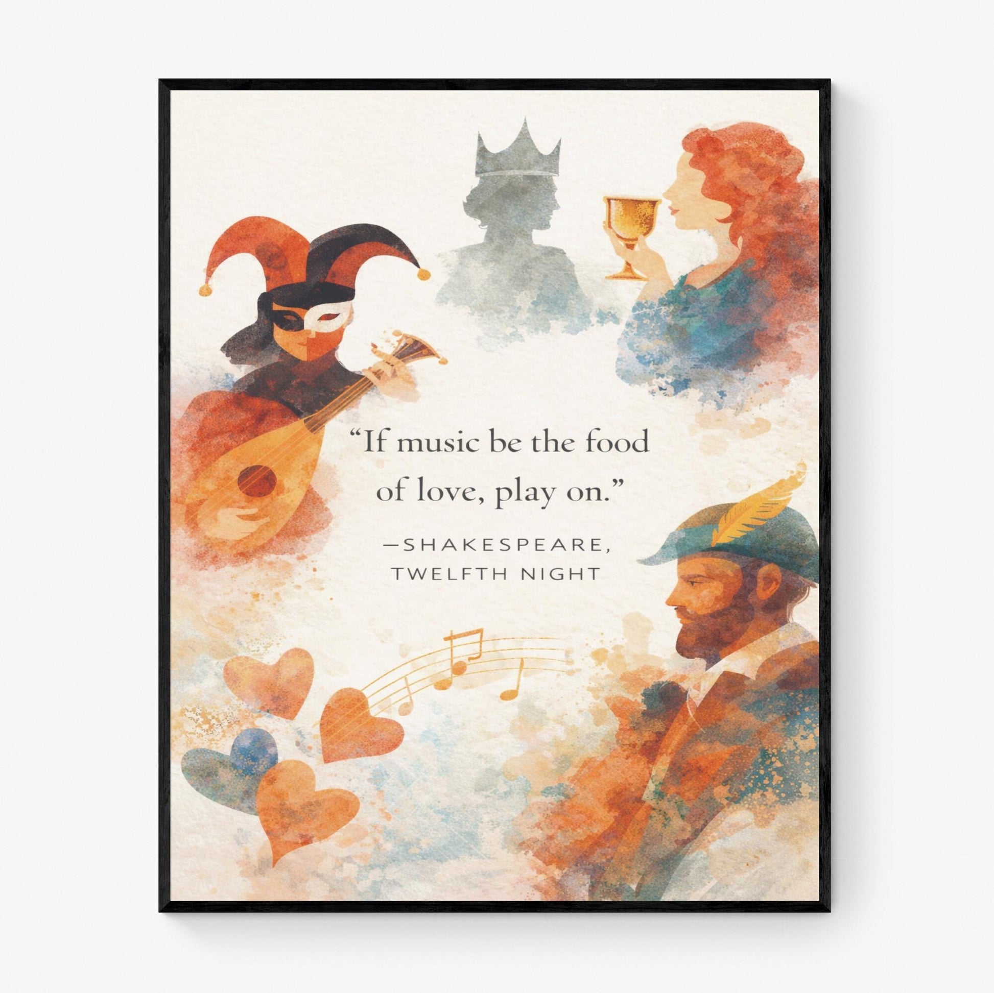 William Shakespeare Quote Art Print | If Music Be The Food Of Love | Classic Literary Wall Artwork | Home Decor | William Morris Poster