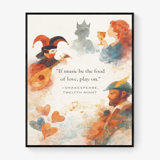 William Shakespeare Quote Art Print | If Music Be The Food Of Love | Classic Literary Wall Artwork | Home Decor | William Morris Poster