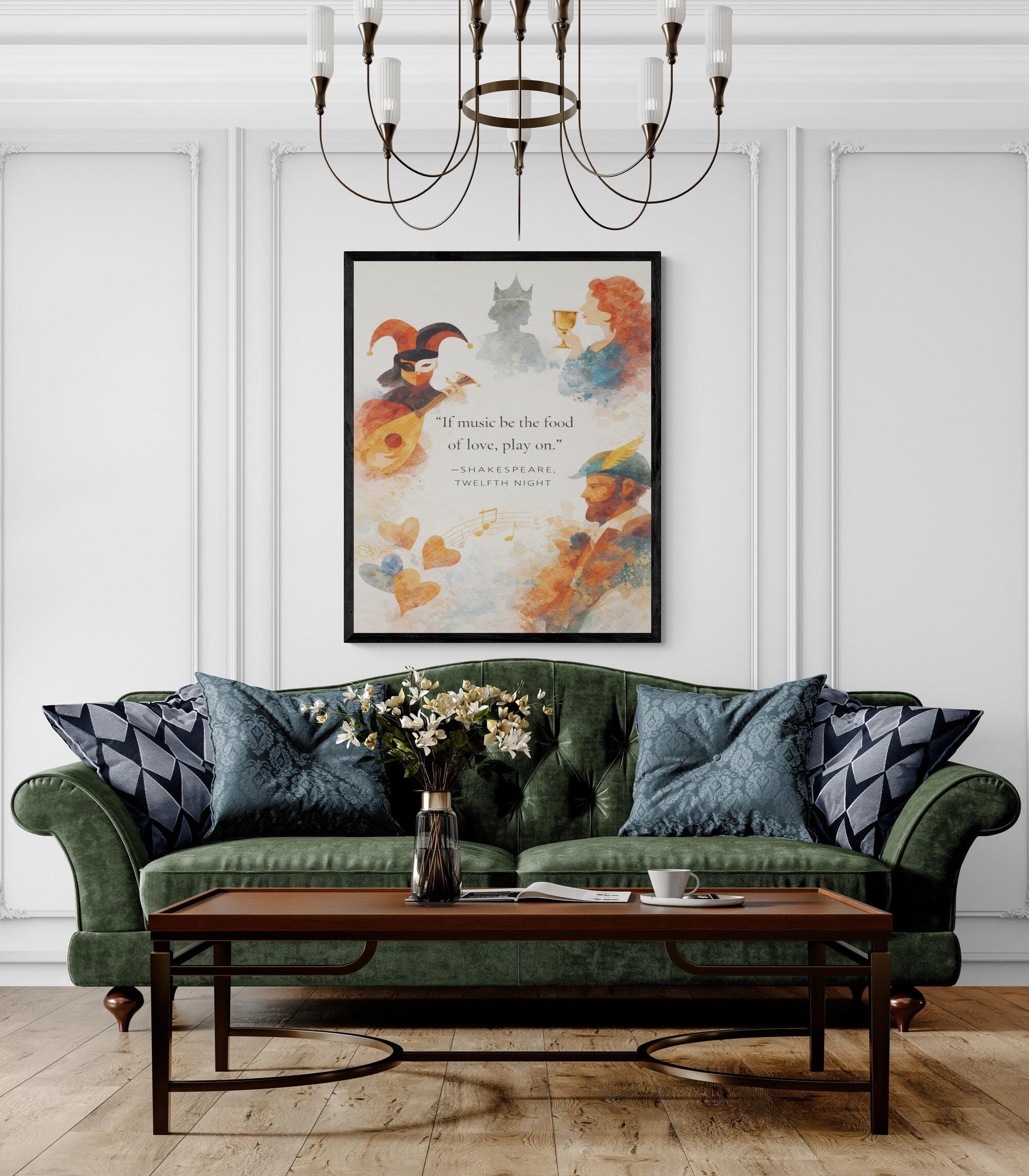 William Shakespeare Quote Art Print | If Music Be The Food Of Love | Classic Literary Wall Artwork | Home Decor | William Morris Poster
