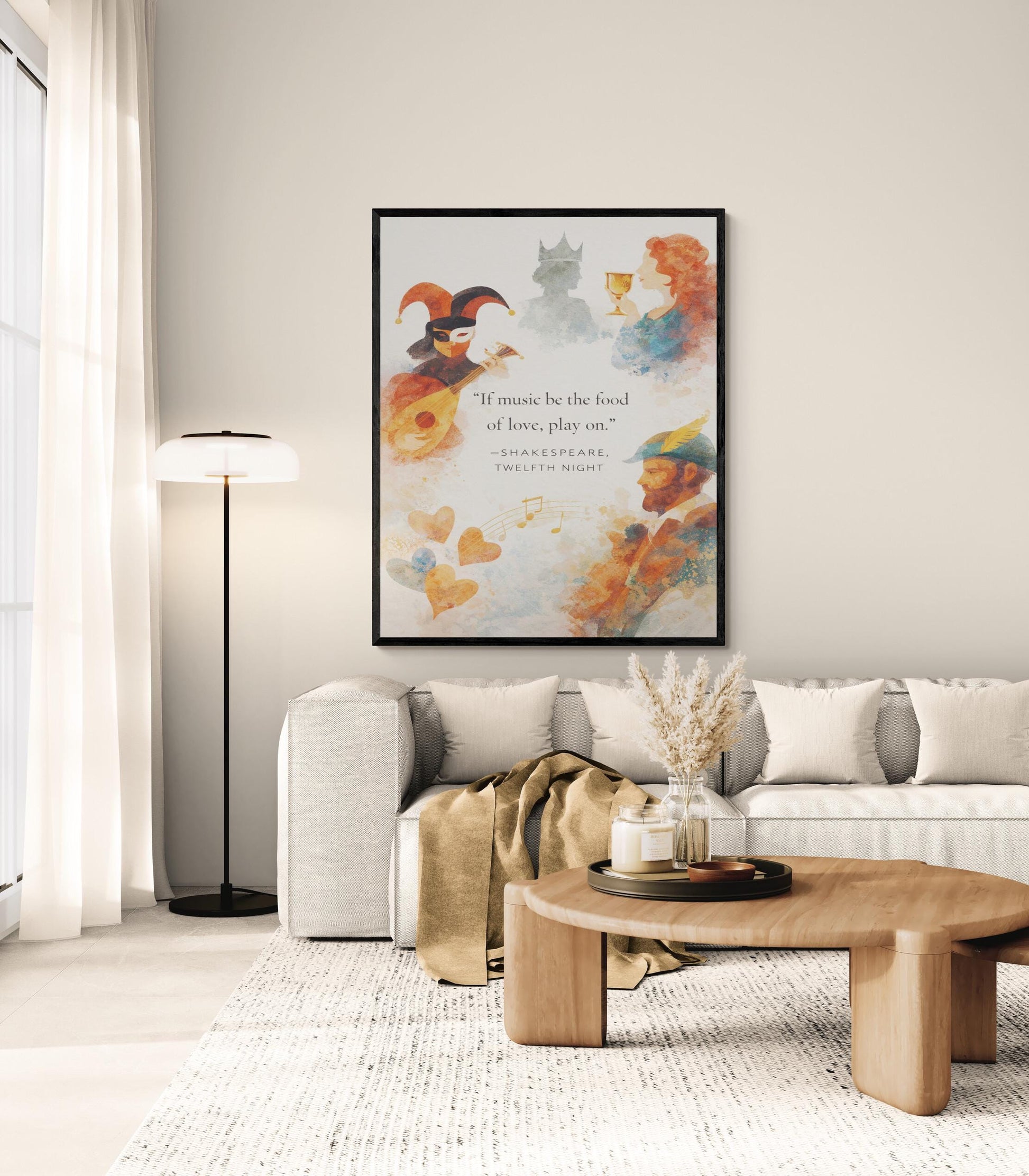 William Shakespeare Quote Art Print | If Music Be The Food Of Love | Classic Literary Wall Artwork | Home Decor | William Morris Poster