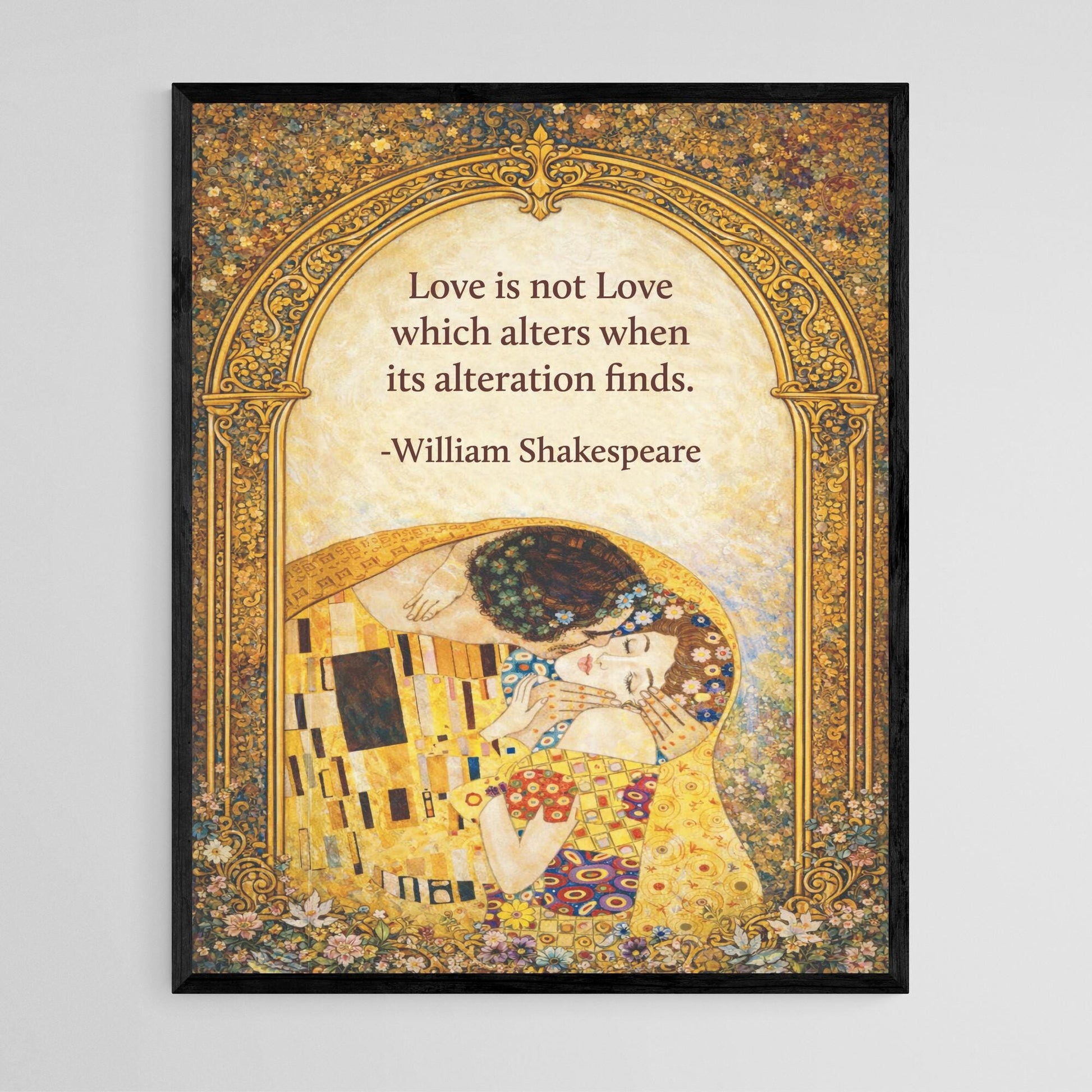Shakespeare Love Quote Art Print | Romantic Klimt Kiss | Classic Literary Wall Artwork | Home Decor | Poster