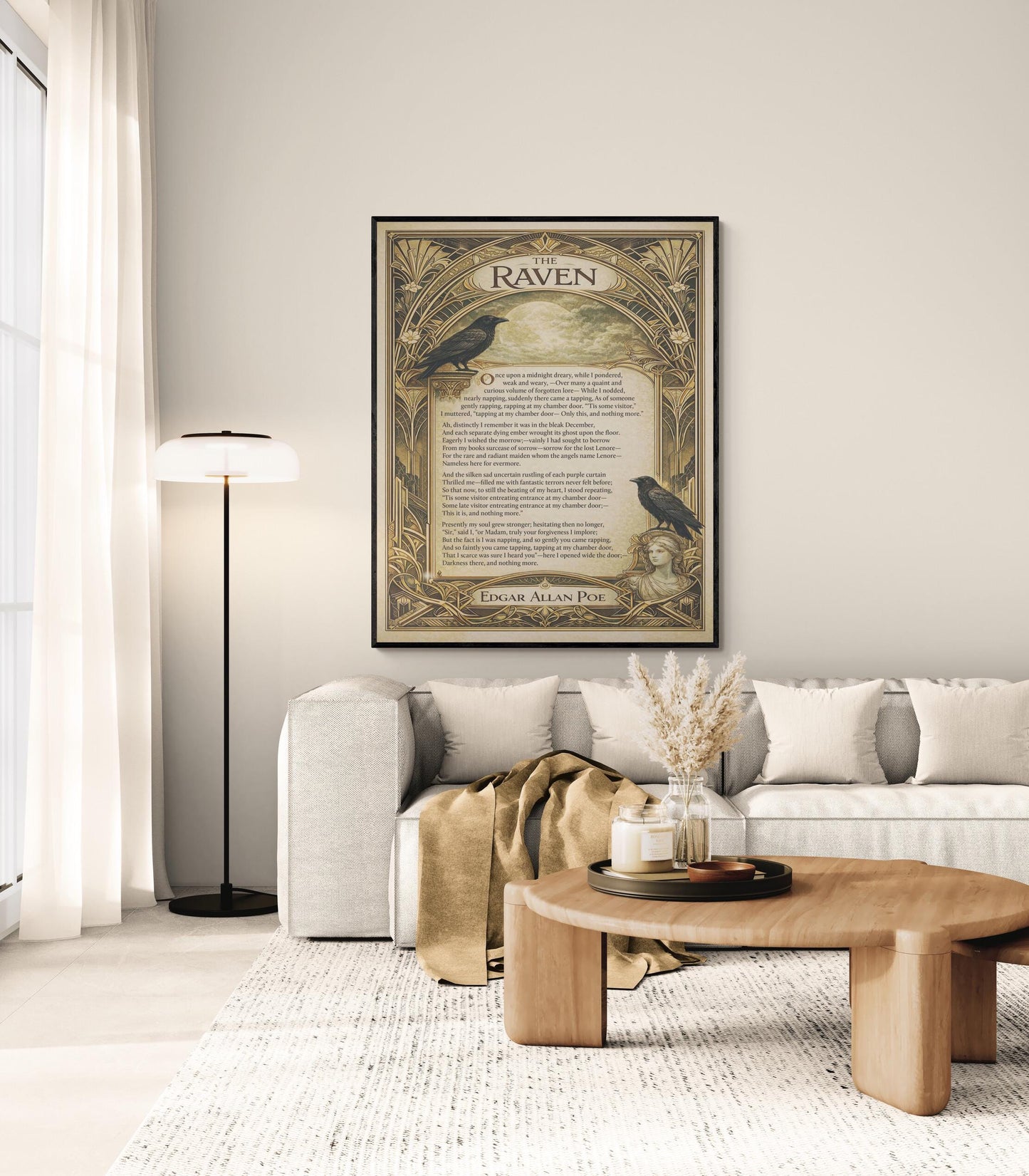 Edgar Allan Raven Art Print | American Gothic Poetry | Literary | Home Decor | Classic Poem Poster