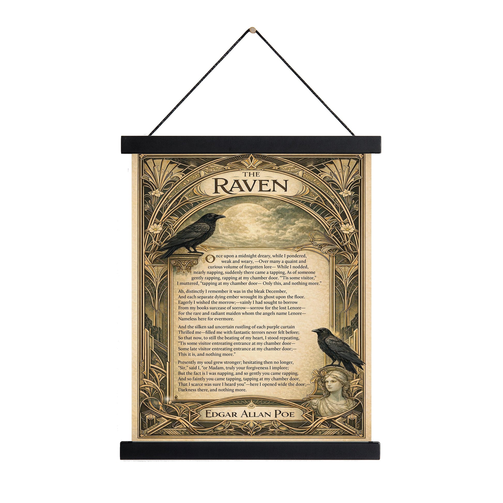 Edgar Allan Raven Art Print | American Gothic Poetry | Literary | Home Decor | Classic Poem Poster