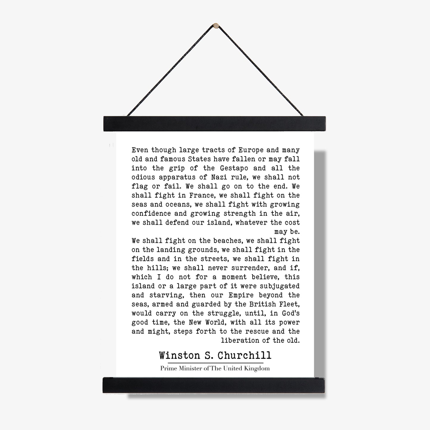 Winston Churchill Quote Art Print | We Shall Fight On The Beaches | Inspirational | World War 2 History | Motivational Home Decor | Poster