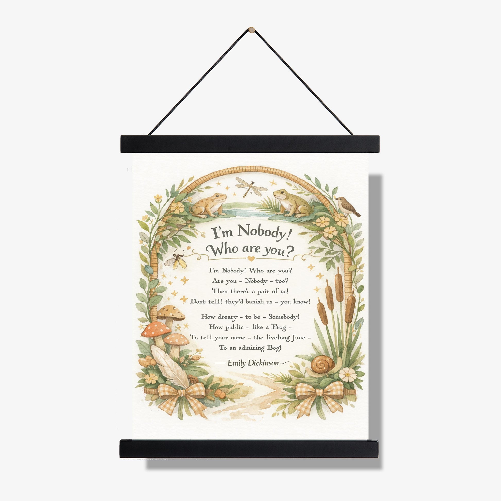 Emily Dickinson Quote Art Print | I'm Nobody Who Are You | Cottage Poetry | Literary Book | Inspirational | Whimsical Poster