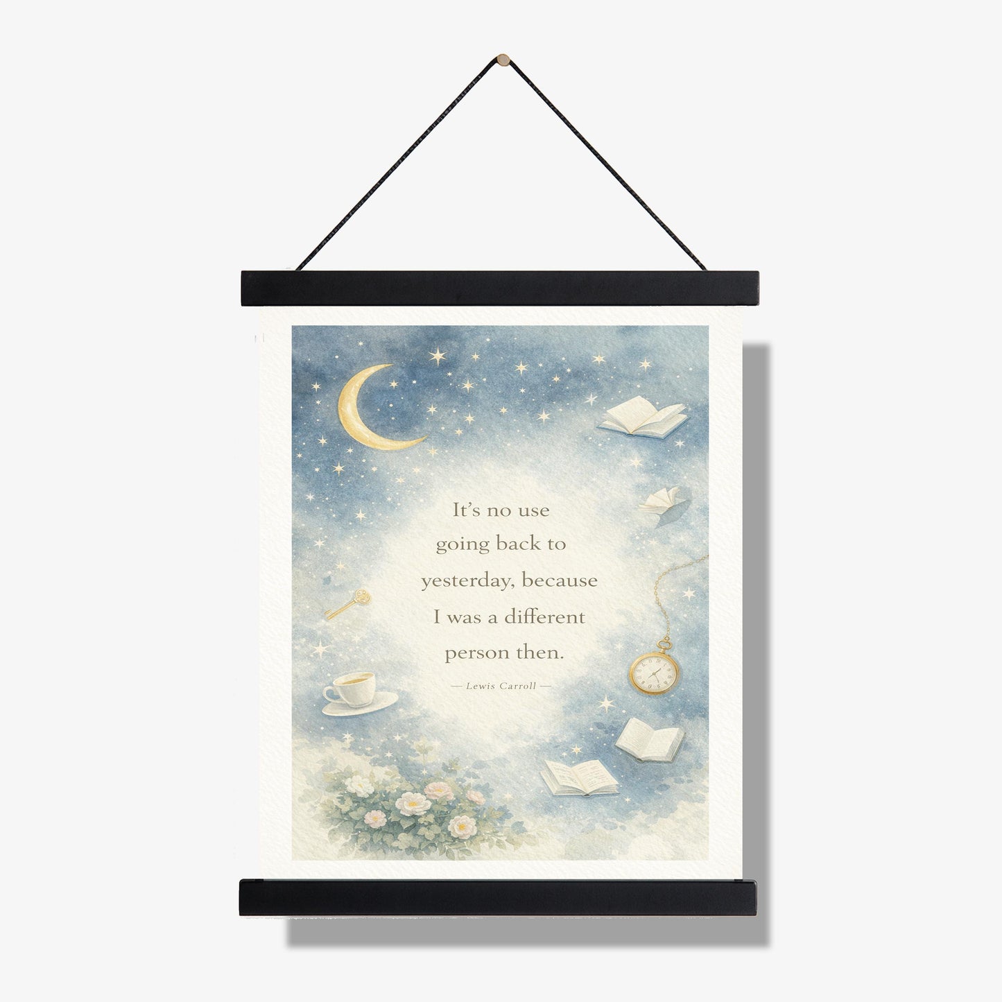 Lewis Carroll Quote Art Print | Its No Use Going Back To Yesterday | Children's Home Decor | Whimsical Literary Poster