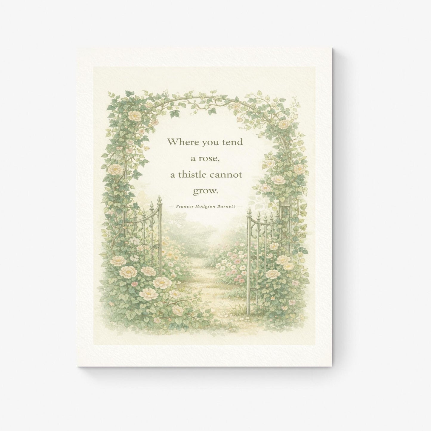 Frances Hodgson Burnett Quote Art Print | Where You Tend A Rose | Children's Home Decor | Cottage Garden | Literary Poster