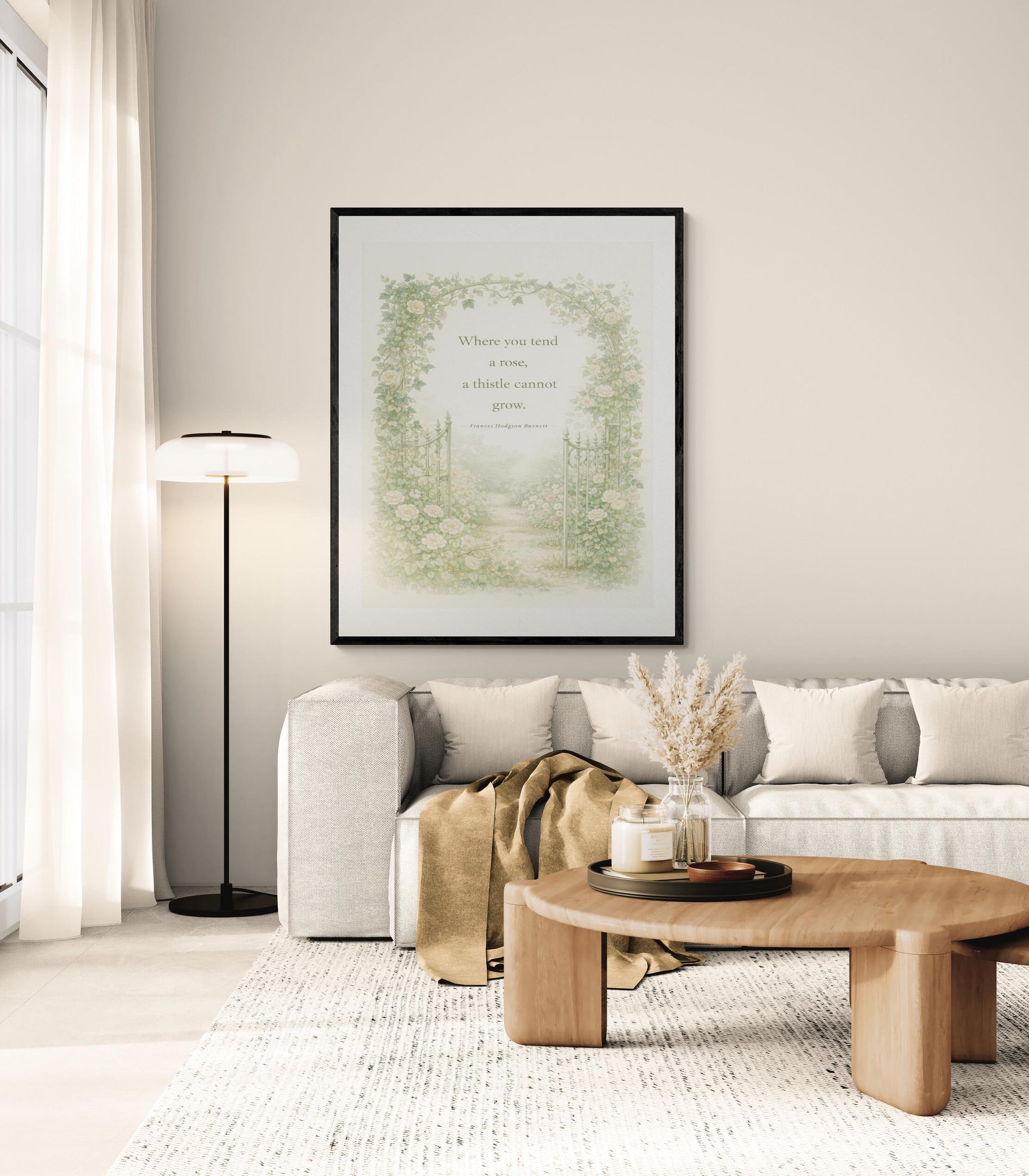 Frances Hodgson Burnett Quote Art Print | Where You Tend A Rose | Children's Home Decor | Cottage Garden | Literary Poster