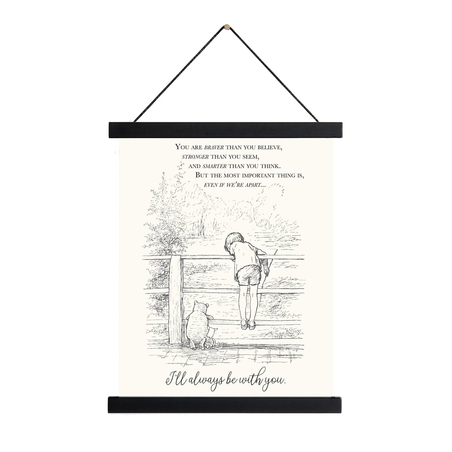 You Are Braver Than You Believe Art Print | Winnie-the-Pooh | AA Milne | Children's Home Decor | Literary Poster
