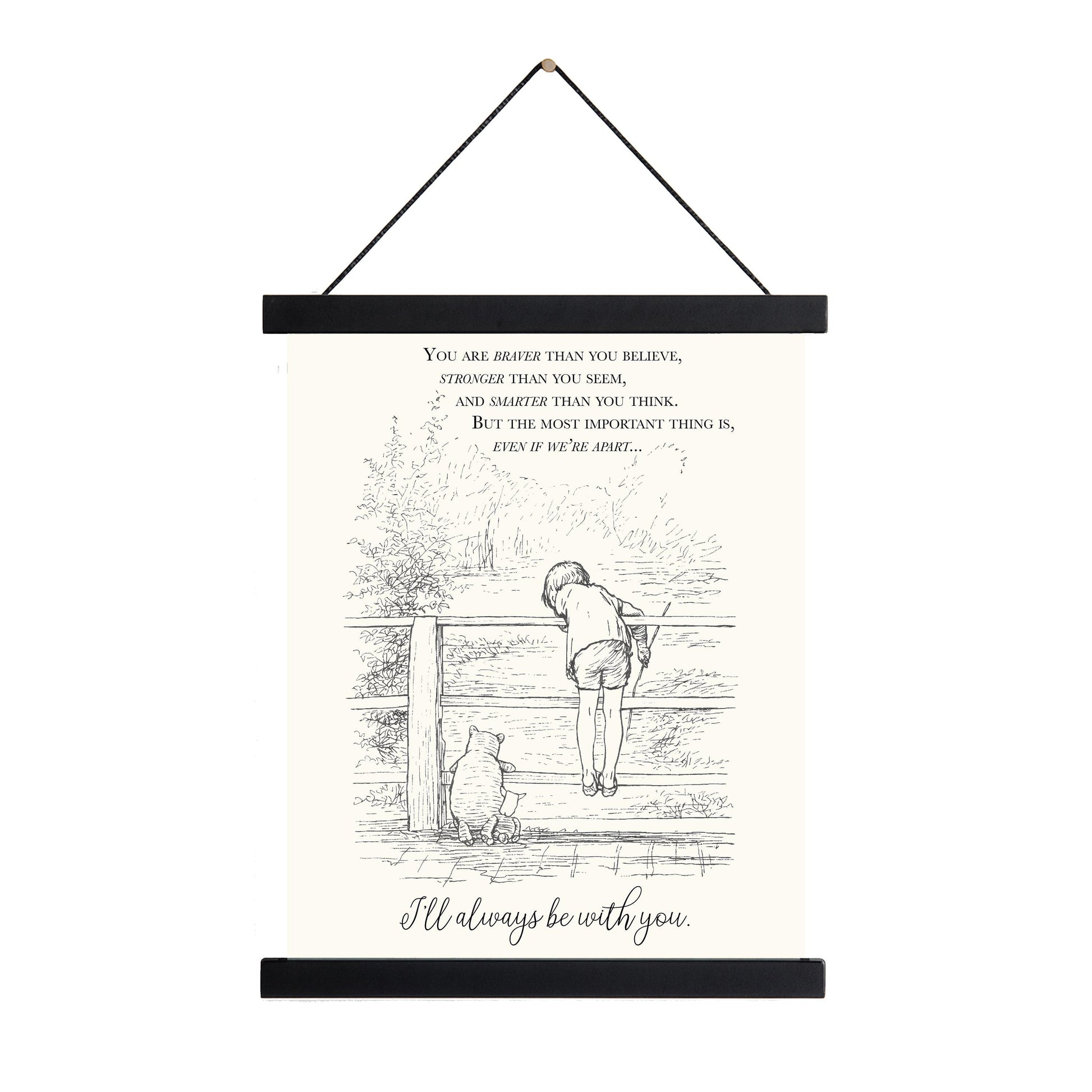 You Are Braver Than You Believe Art Print | Winnie-the-Pooh | AA Milne | Children's Home Decor | Literary Poster